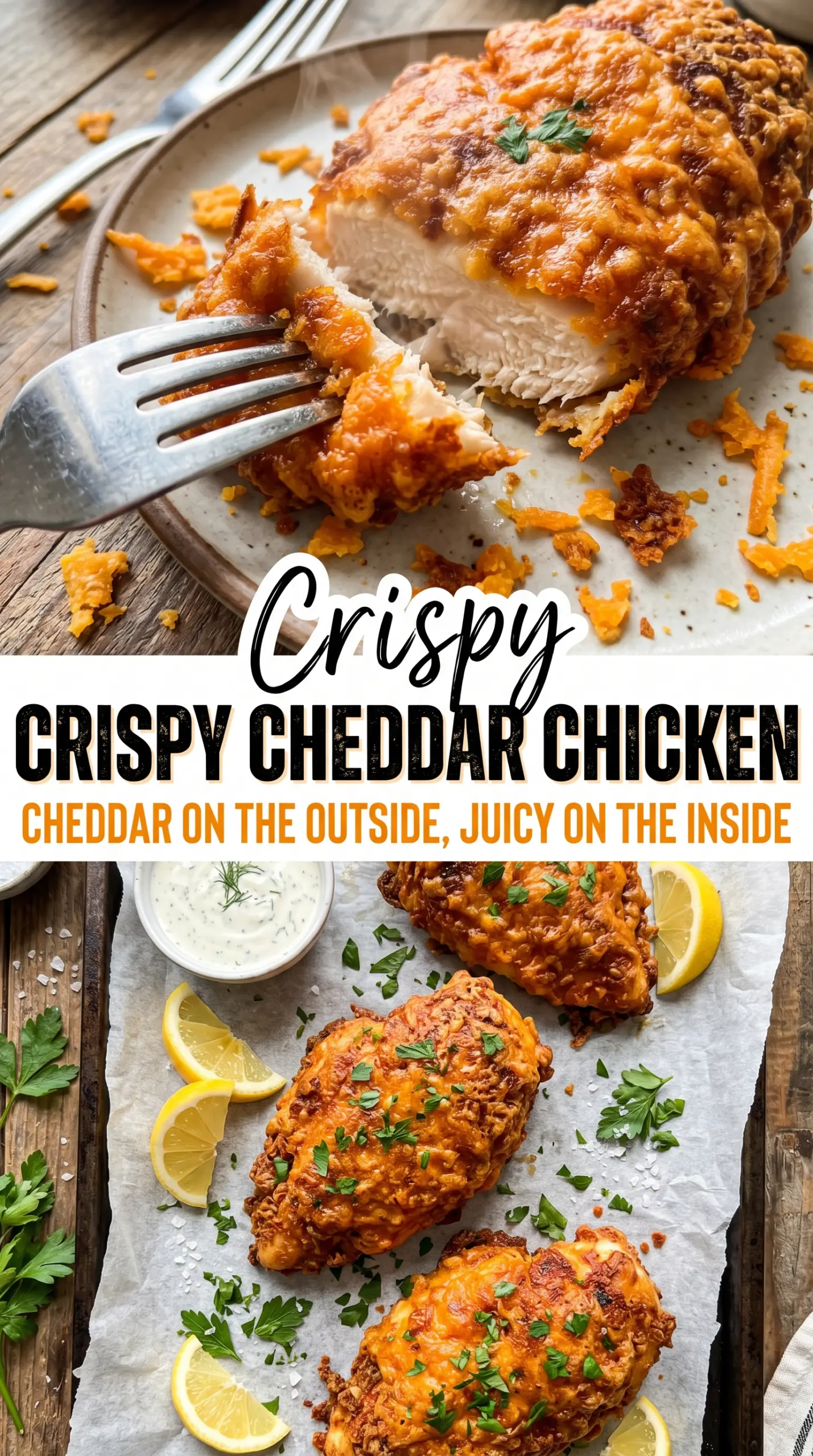 Crispy Cheddar Chicken golden crusted cheesy baked chicken