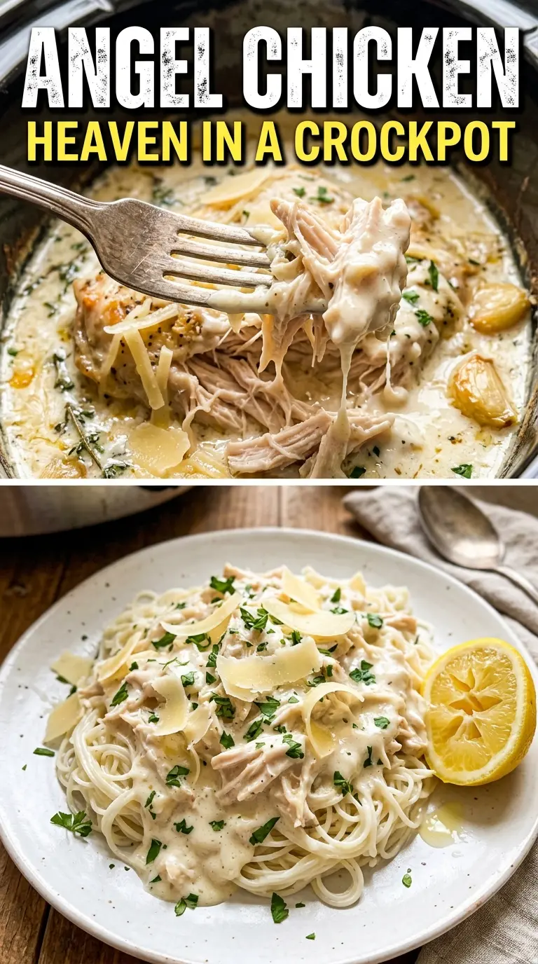 Crock Pot Angel Chicken creamy slow cooker pasta
