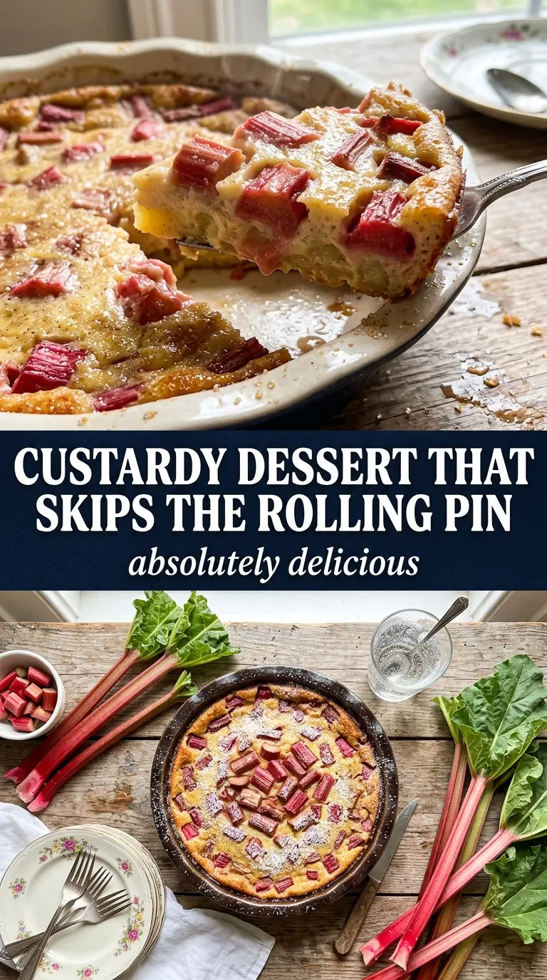 Easy Crustless Rhubarb Custard Pie creamy rhubarb dessert