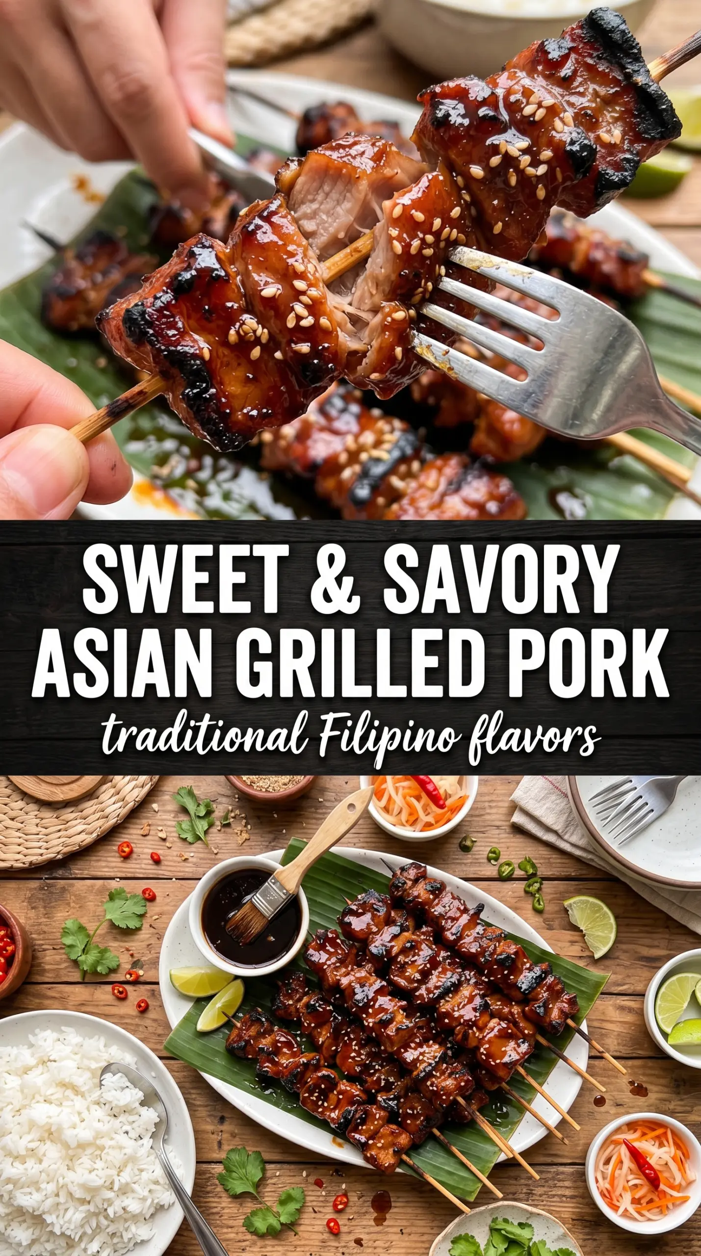 Filipino BBQ Pork Skewers caramelized glossy smoky