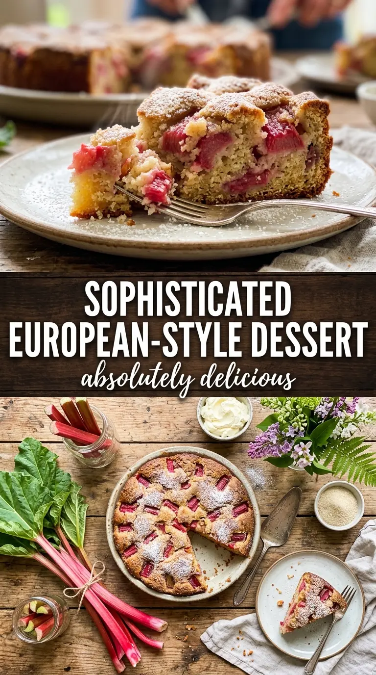 French Rhubarb Cake golden rustic elegant dessert