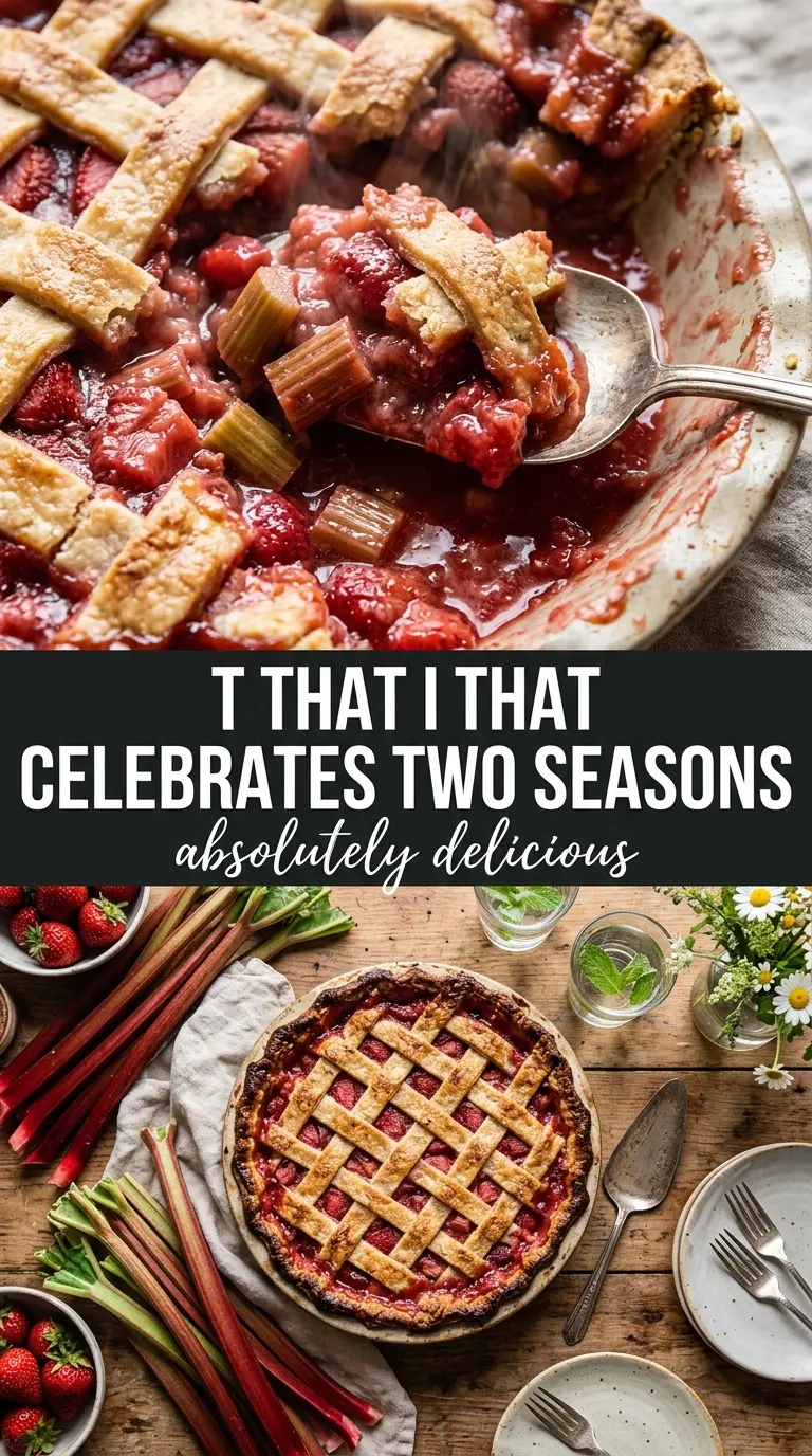 Fresh Strawberry Rhubarb Pie, flaky, jewel-toned, lattice