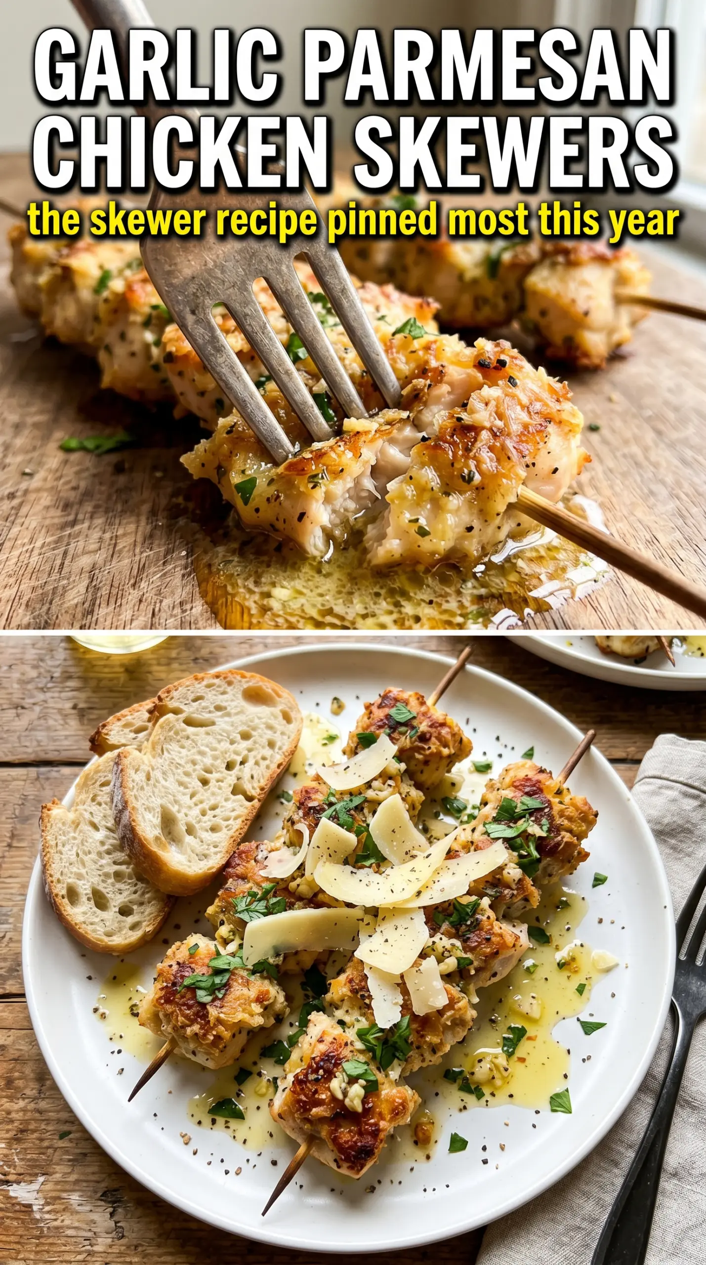 Garlic Parmesan Chicken Skewers grilled savory juicy