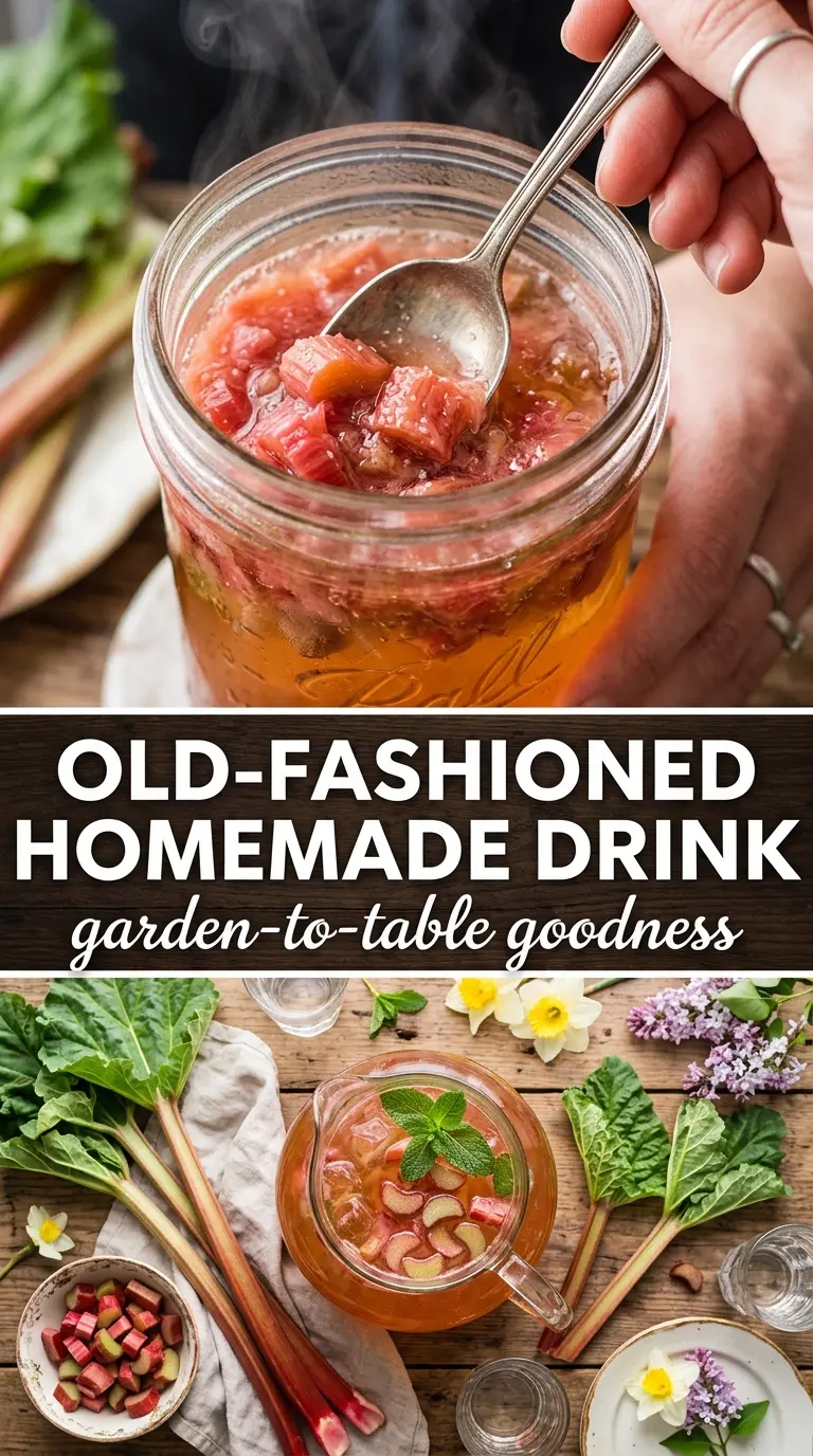 Grandma's Iced Rhubarb Tea pink-tinted minty refreshing