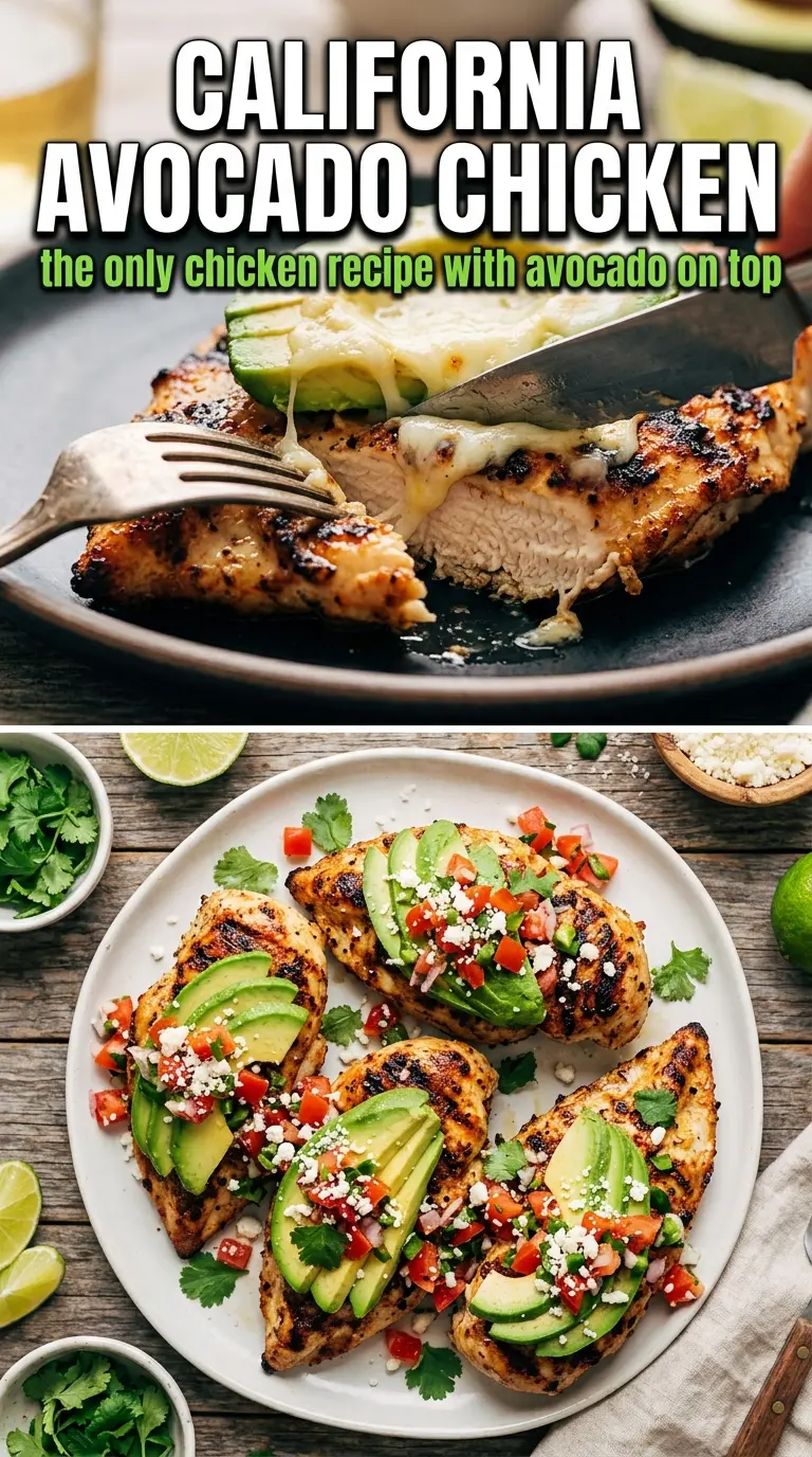 Grilled California Avocado Chicken with avocado, bacon, pico de gallo