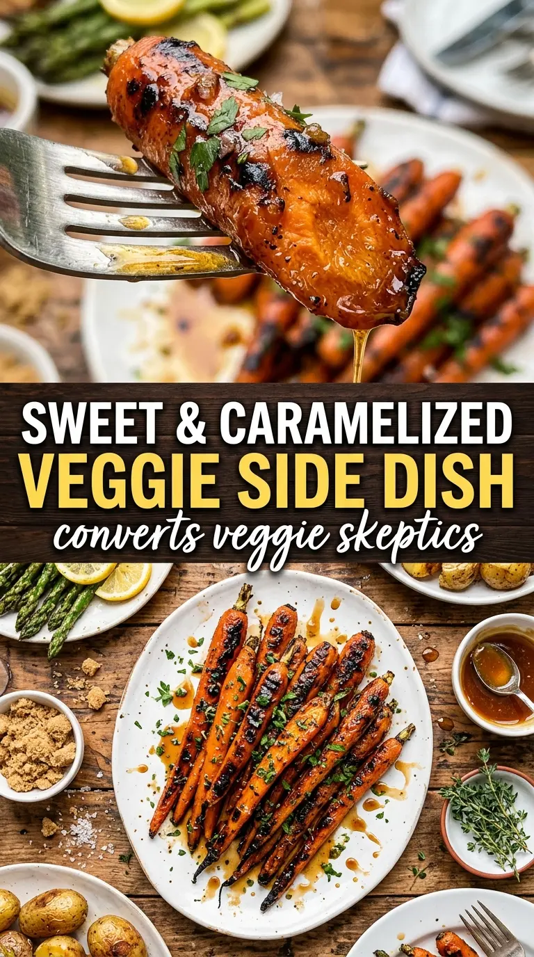 Grilled Carrots with Honey Brown Sugar Glaze caramelized glossy charred