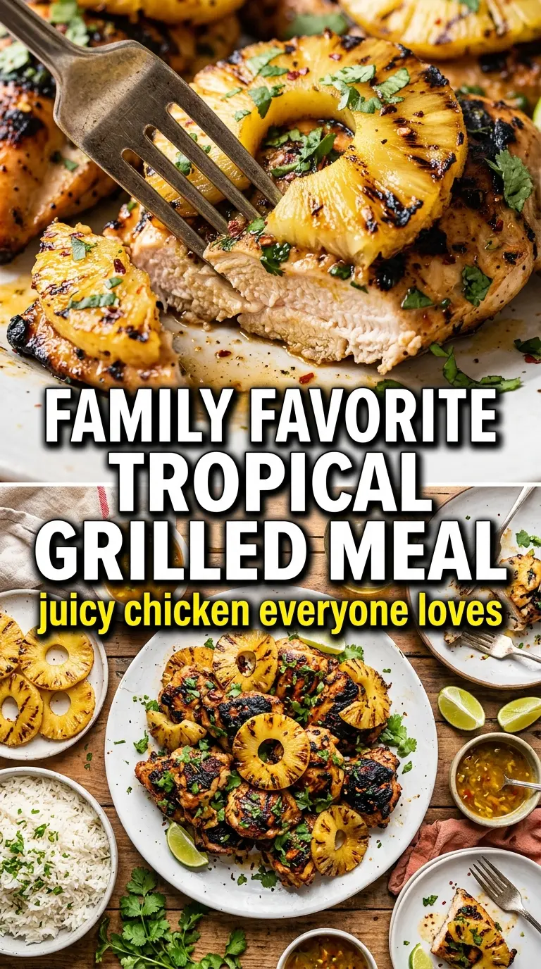 Grilled Pineapple Chicken with caramelized pineapple, juicy grilled chicken