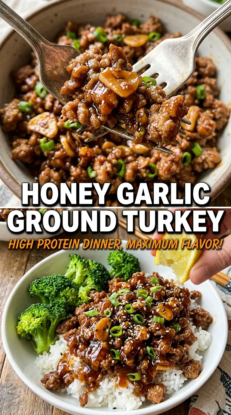 Honey Garlic Ground Turkey sticky glossy sesame
