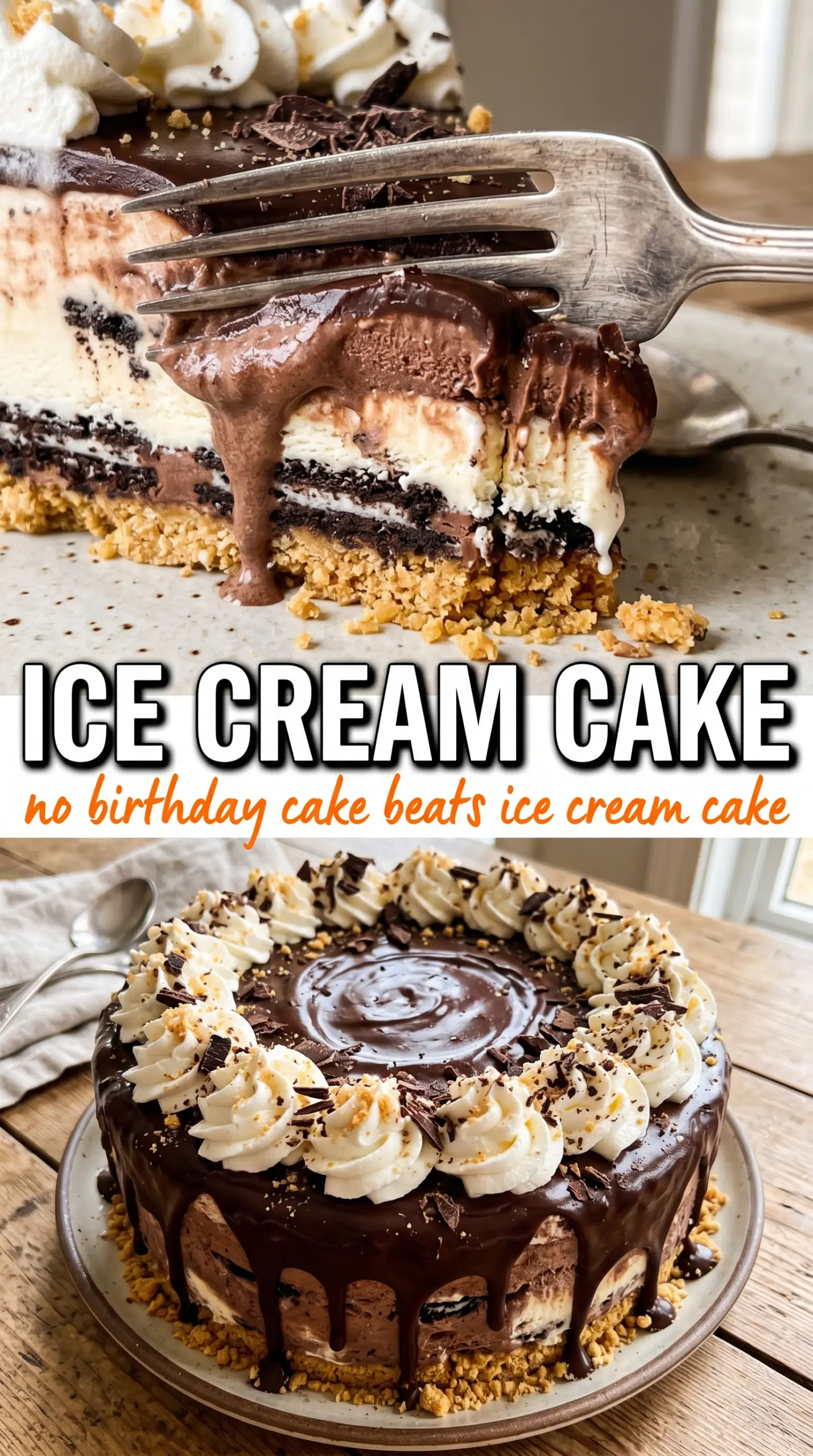 Ice Cream Cake Oreo vanilla strawberry layers