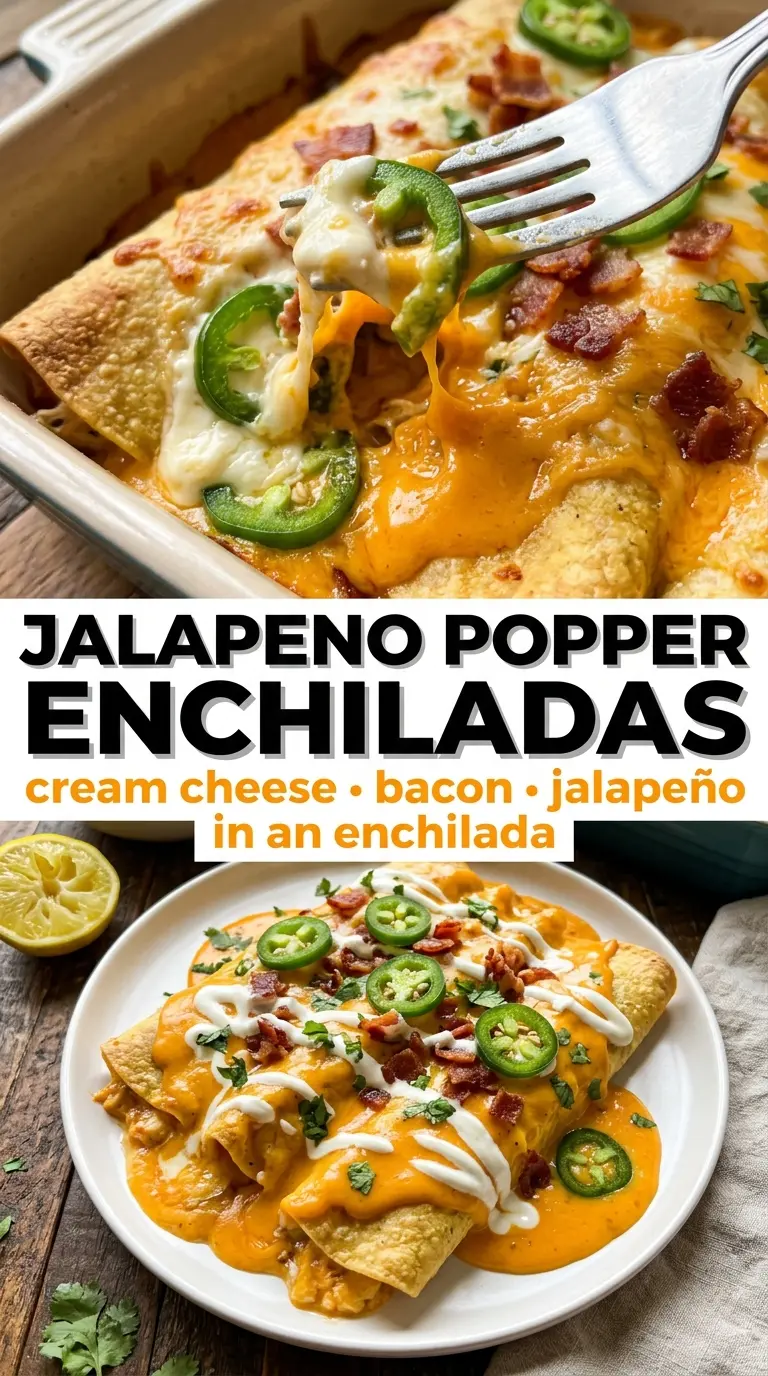 Jalapeño Popper Cheesy Chicken Enchiladas creamy cheesy spicy