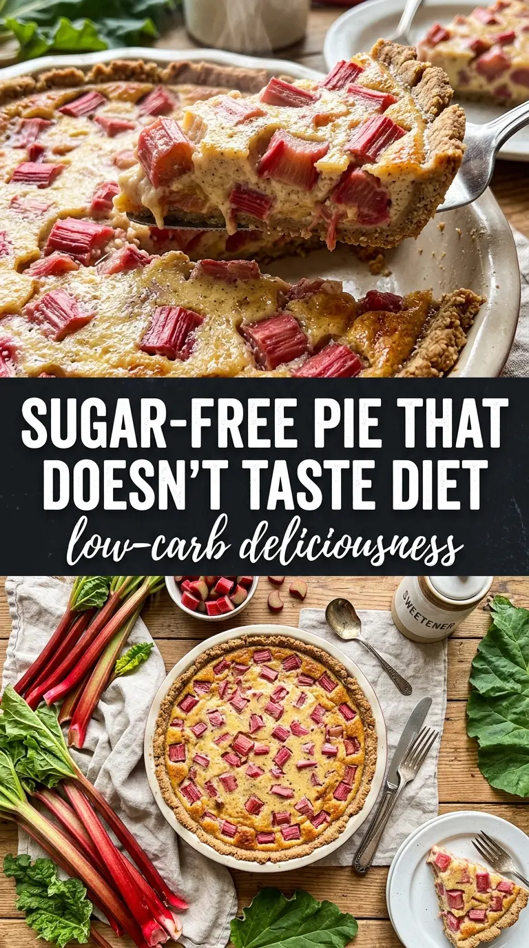 Keto Rhubarb Custard Pie creamy tart almond crust