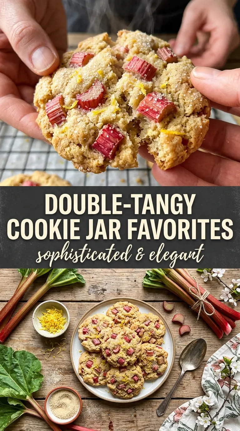 Lemon and Rhubarb Cookies soft citrus glaze