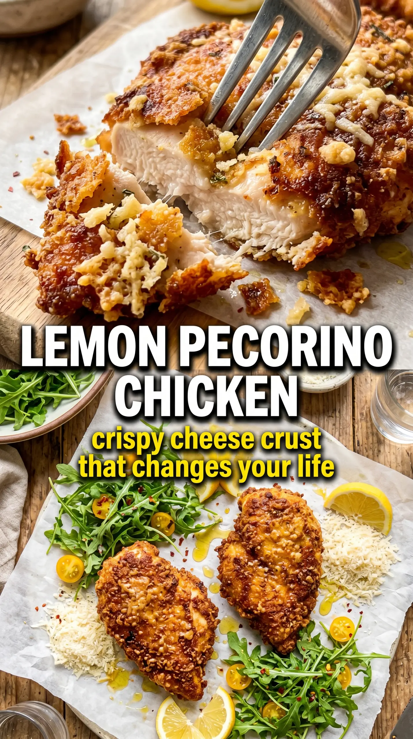 Lemon Pecorino Crusted Chicken crispy cheesy baked