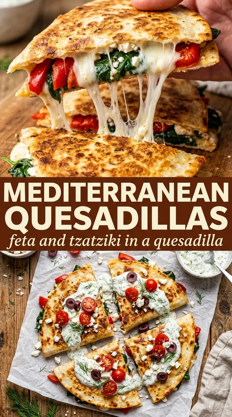 Mediterranean Quesadillas golden crispy feta spinach