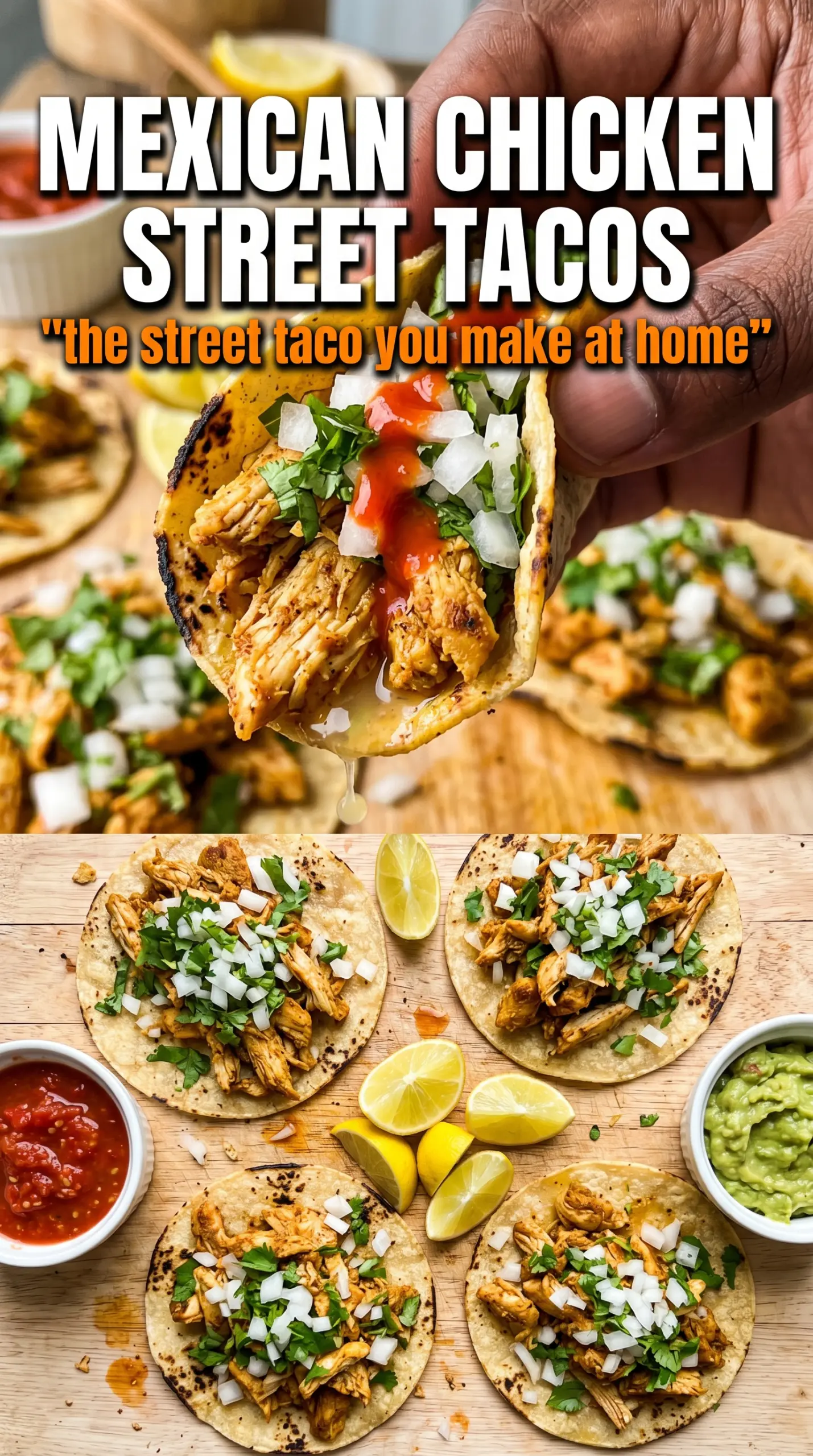 Mexican chicken street tacos charred lime-marinated