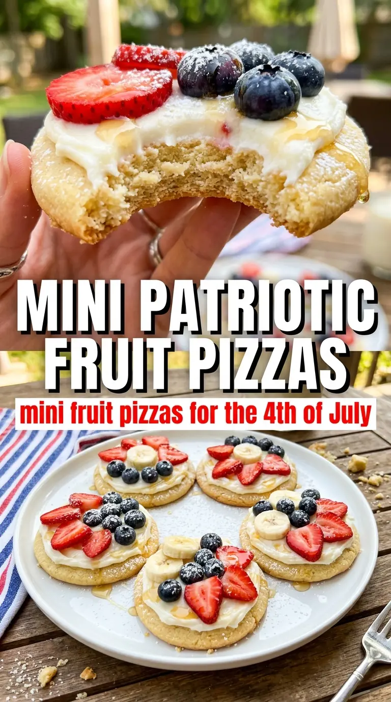 Mini Patriotic Fruit Pizzas red white blue dessert