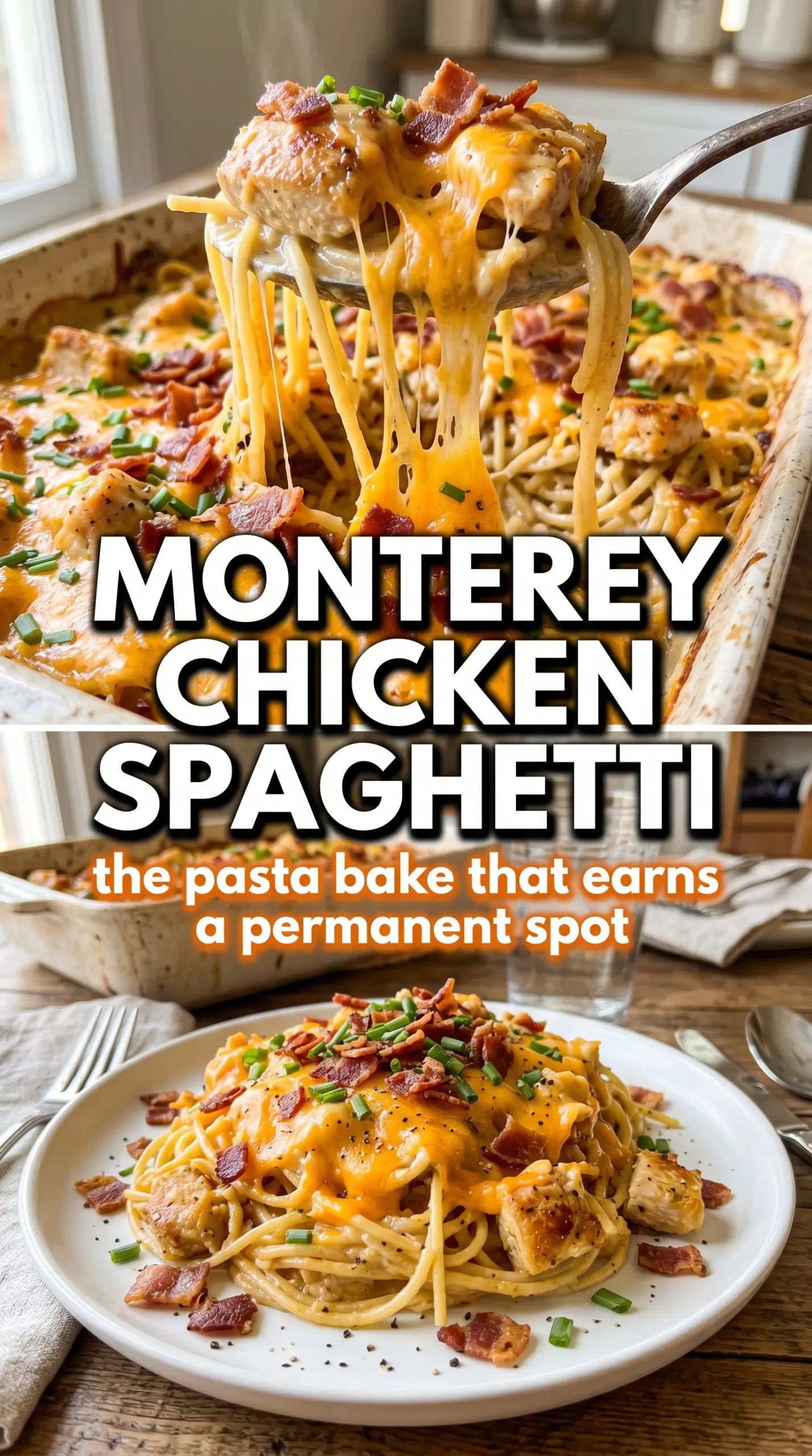 Monterey chicken spaghetti creamy cheesy bacon