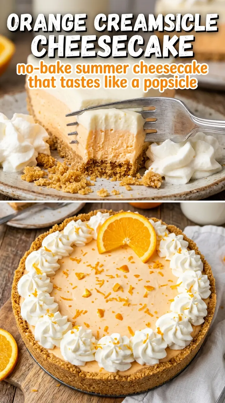 No-Bake Orange Creamsicle Cheesecake pale orange creamy