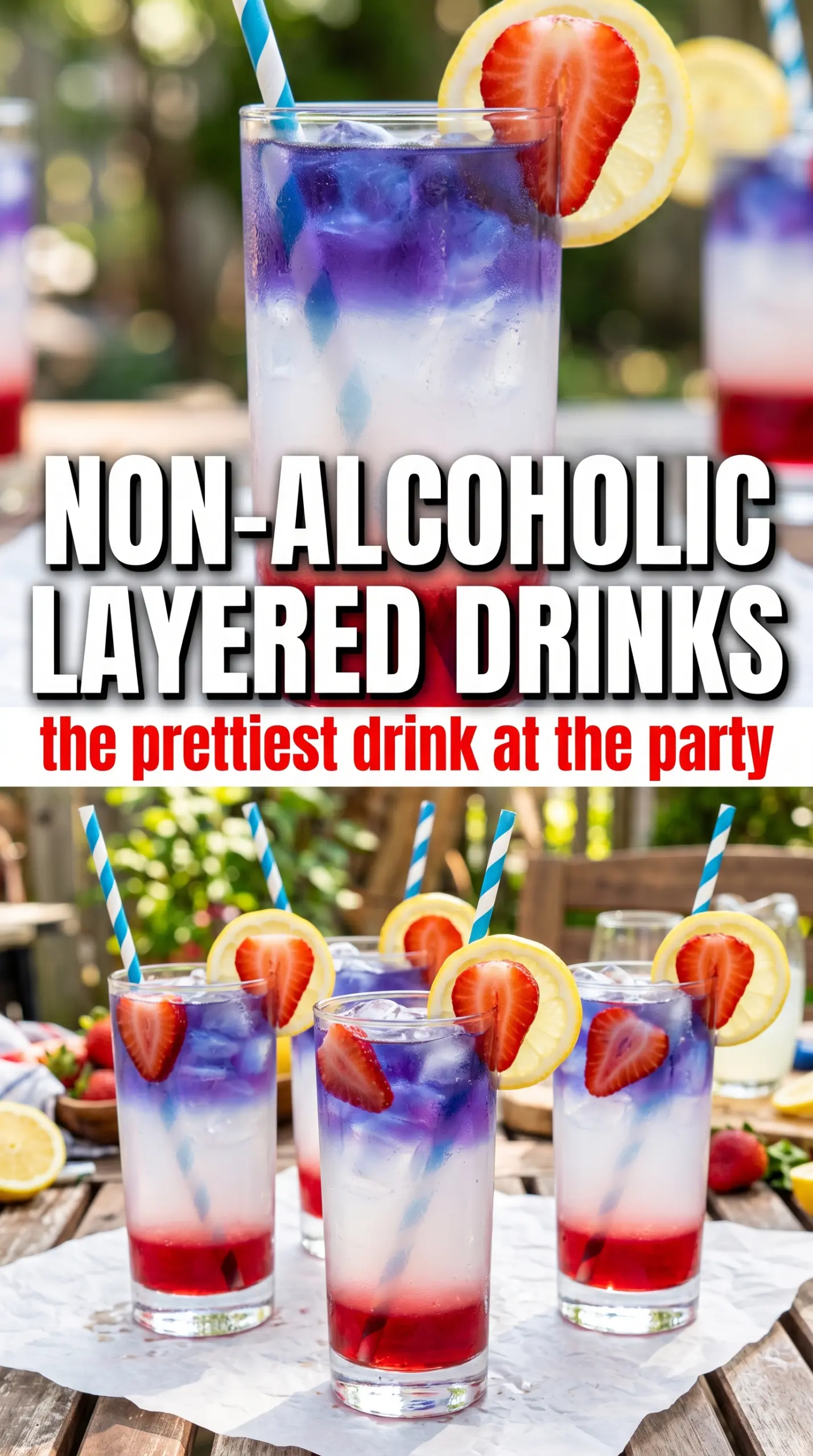 Non-Alcoholic Layered Drinks colorful layered beverage