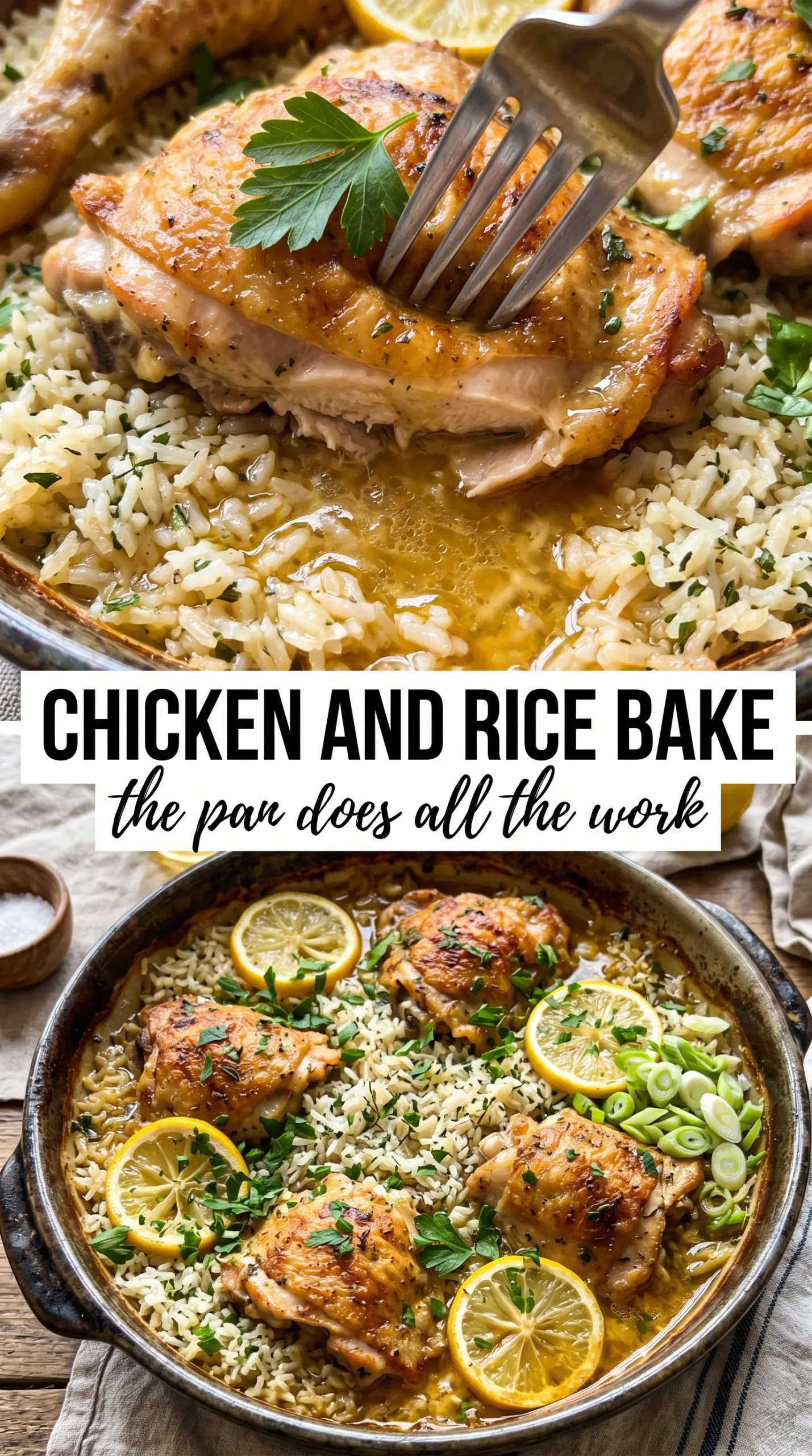 One-Pan Chicken and Rice Bake golden chicken herb-flecked