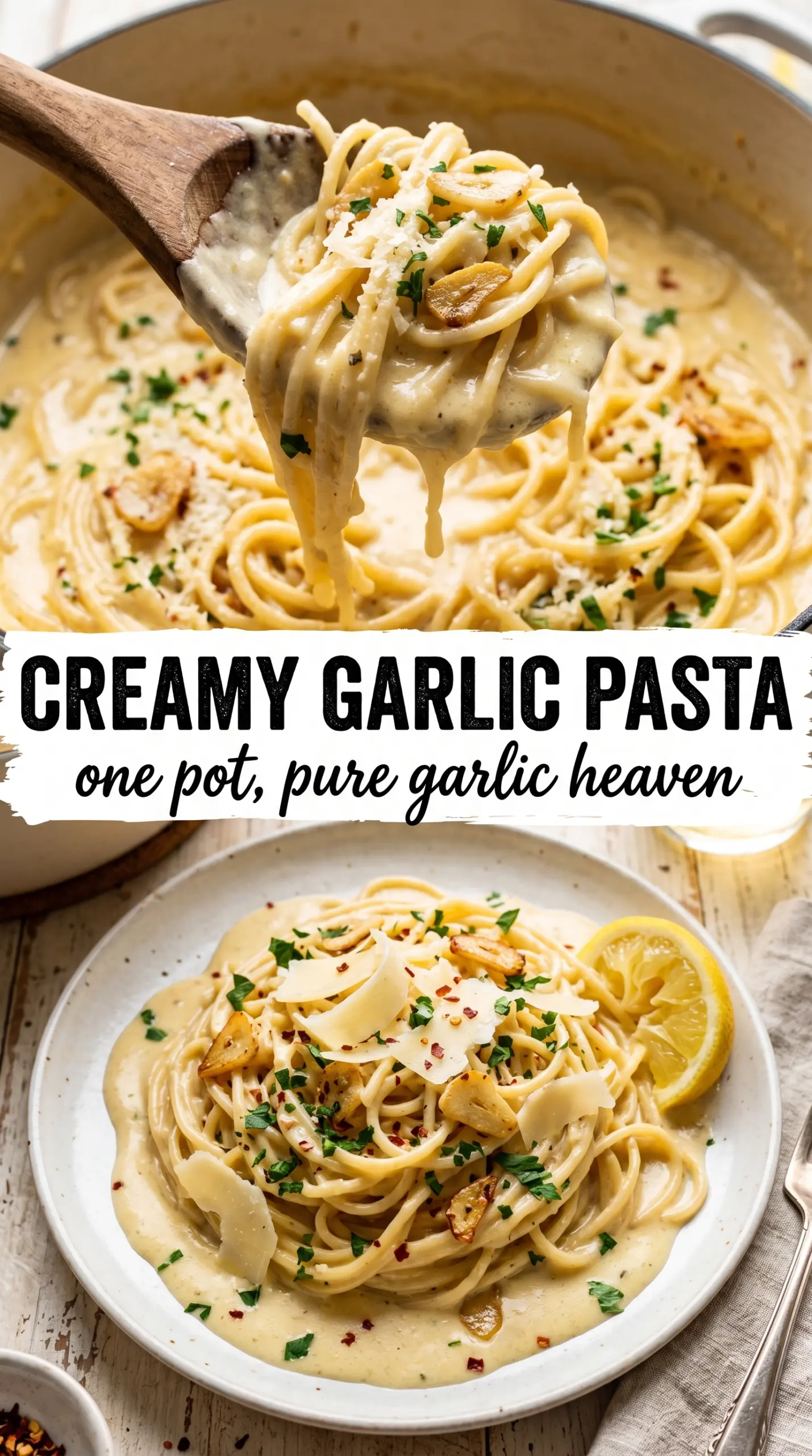 One Pot Creamy Garlic Pasta creamy garlic parmesan