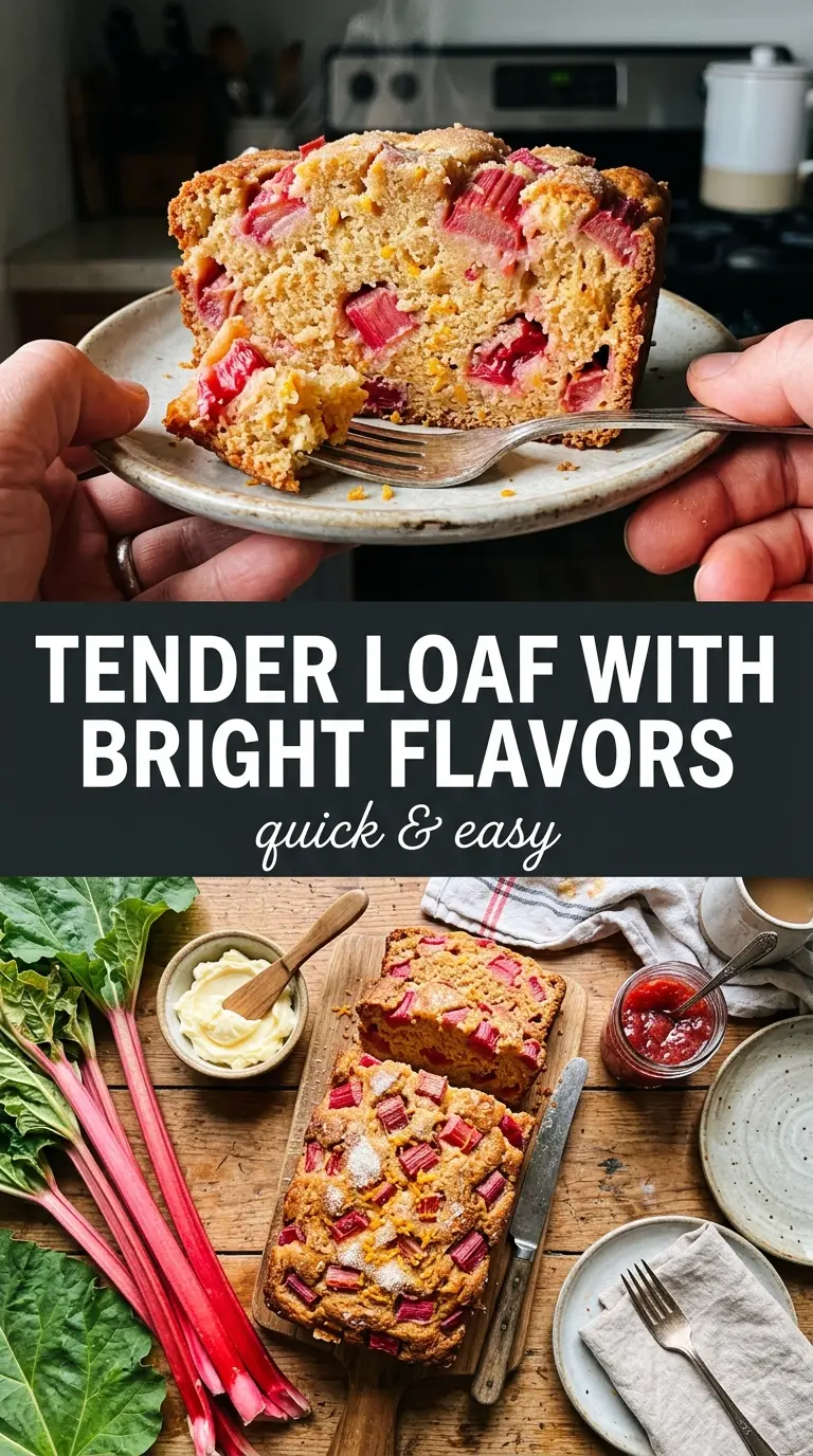 Orange Rhubarb Bread bright citrus, tender crumb, glazed loaf