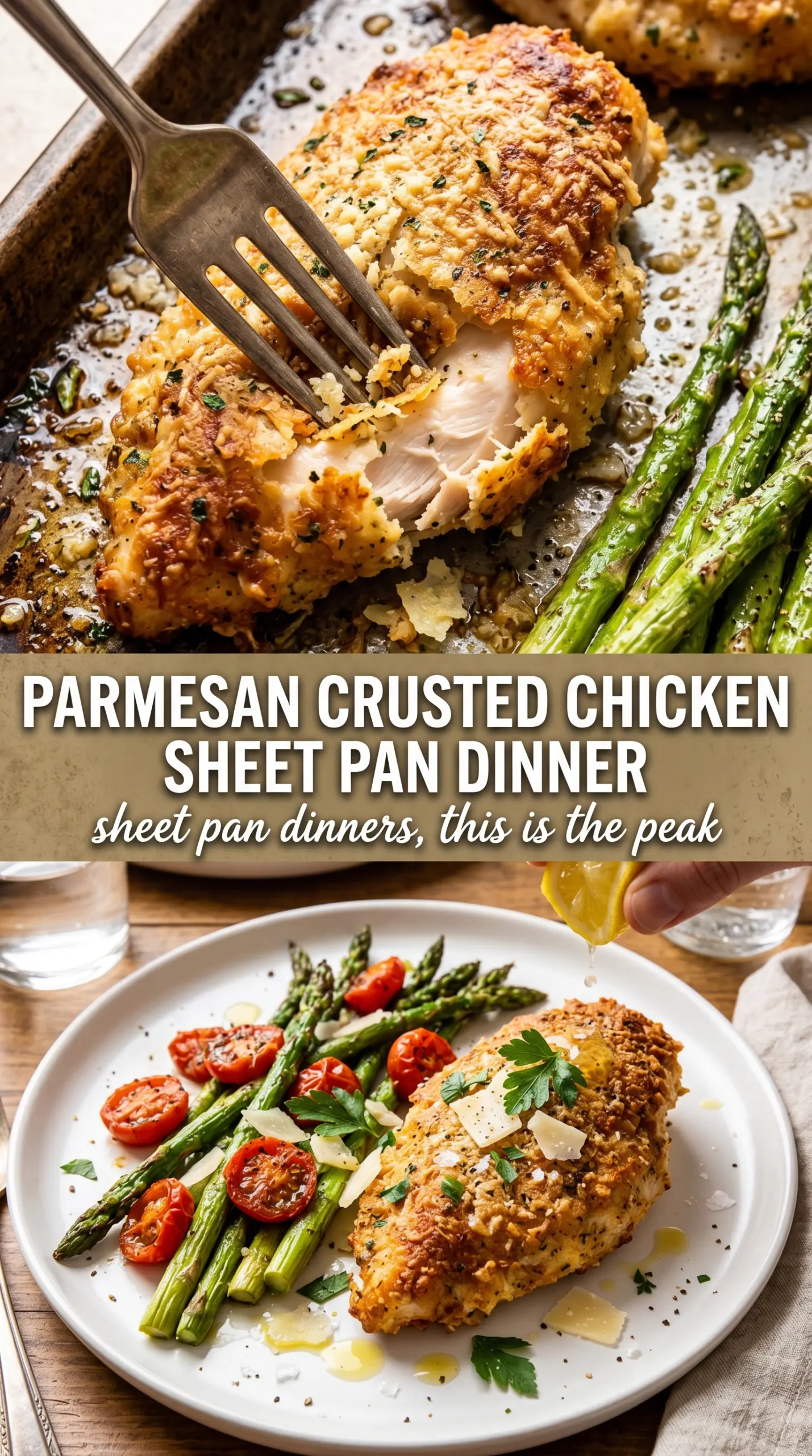 Parmesan Crusted Chicken Sheet Pan Dinner crispy golden