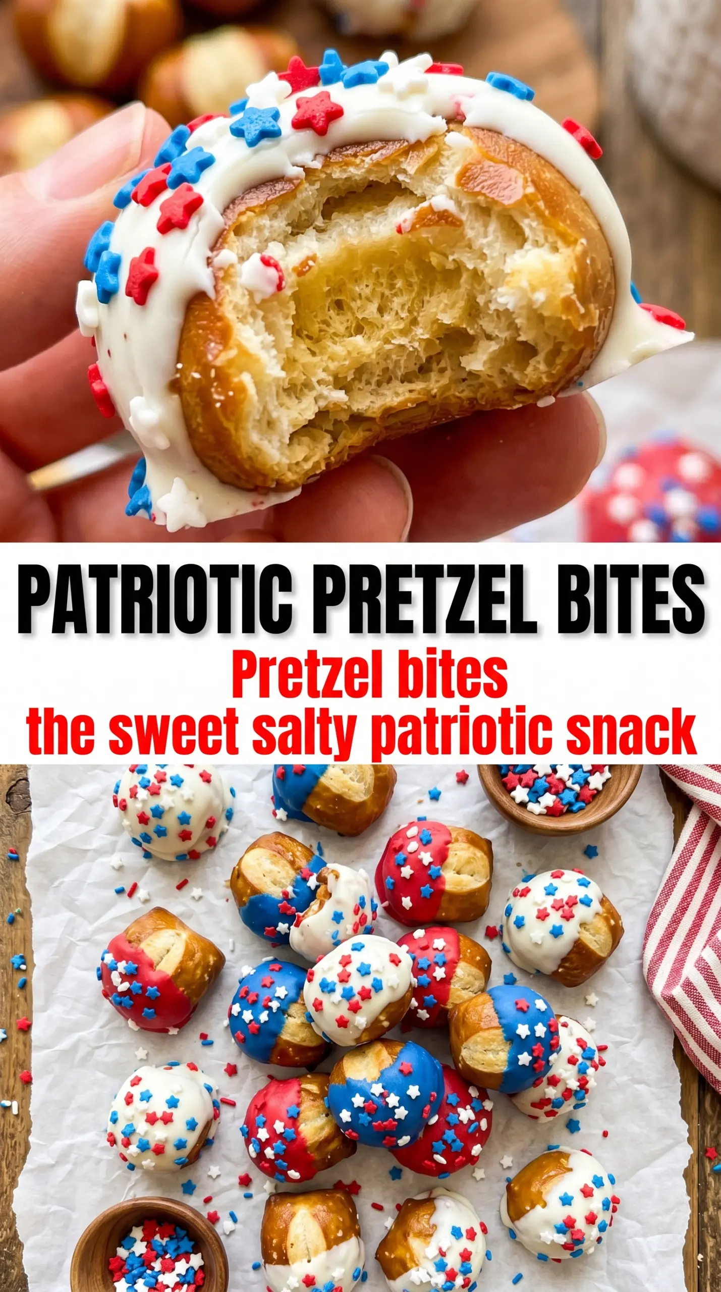 Patriotic Pretzel Bites red white blue festive snack