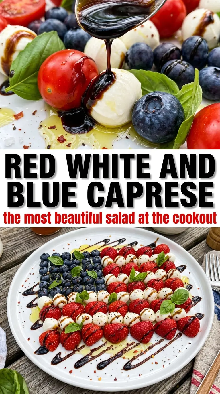 Red, White & Blue Caprese Salad festive wreath fresh