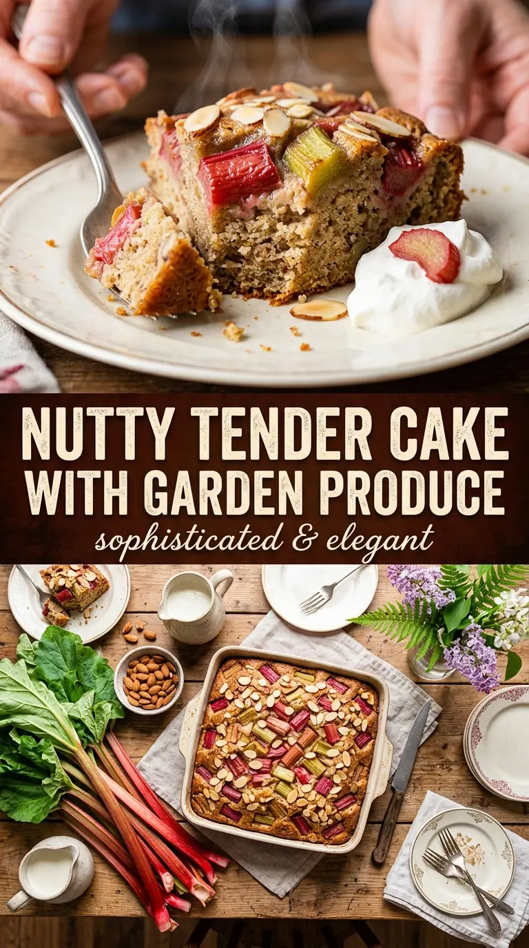 Rhubarb almond cake pink rhubarb almond topping