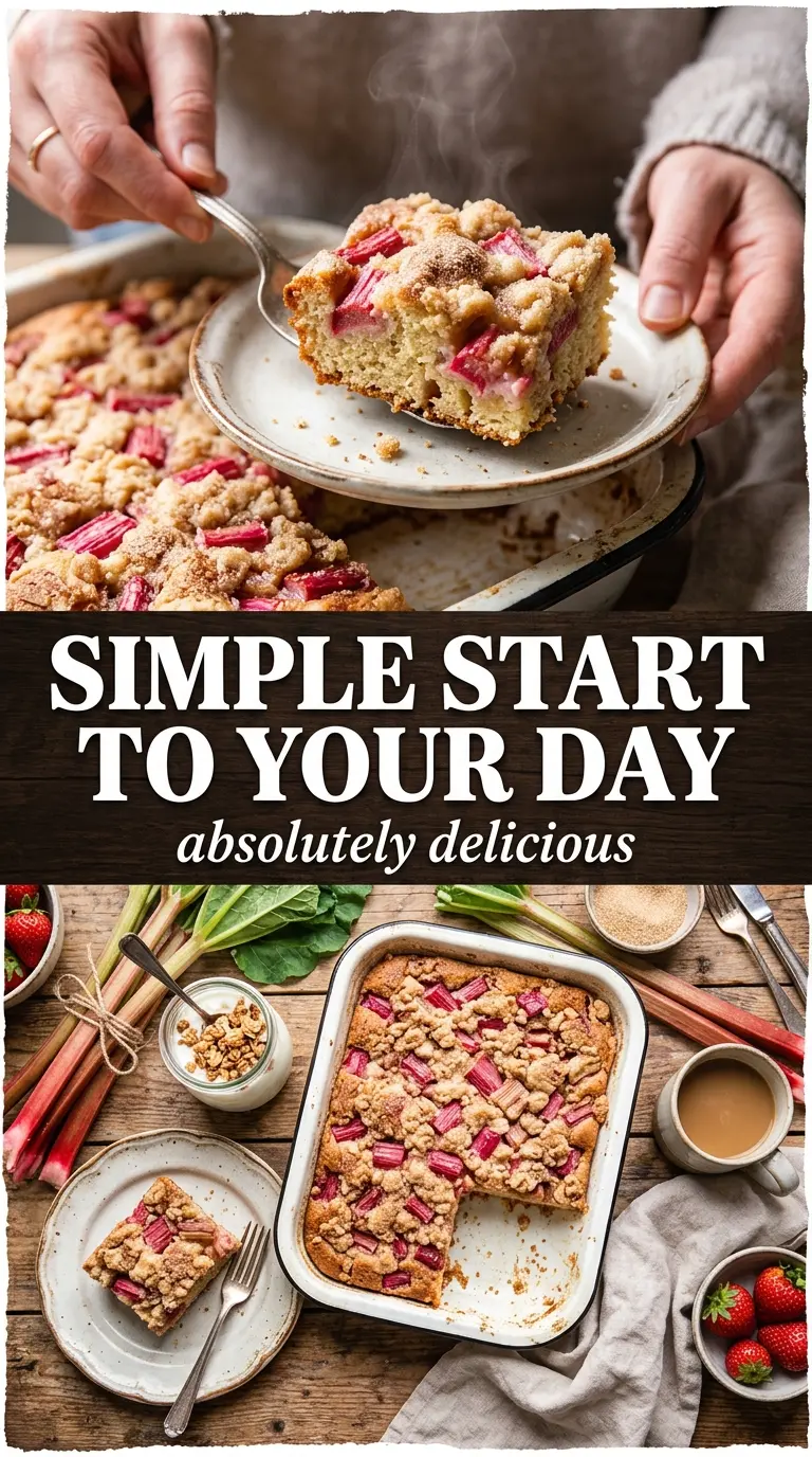 Rhubarb Breakfast Cake tender crumb cinnamon crumble