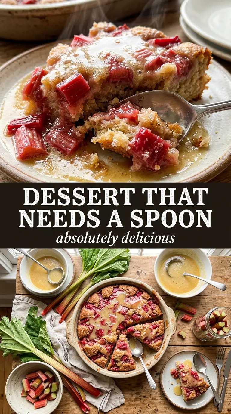 Rhubarb Cake with Butter Sauce moist, buttery, homestyle
