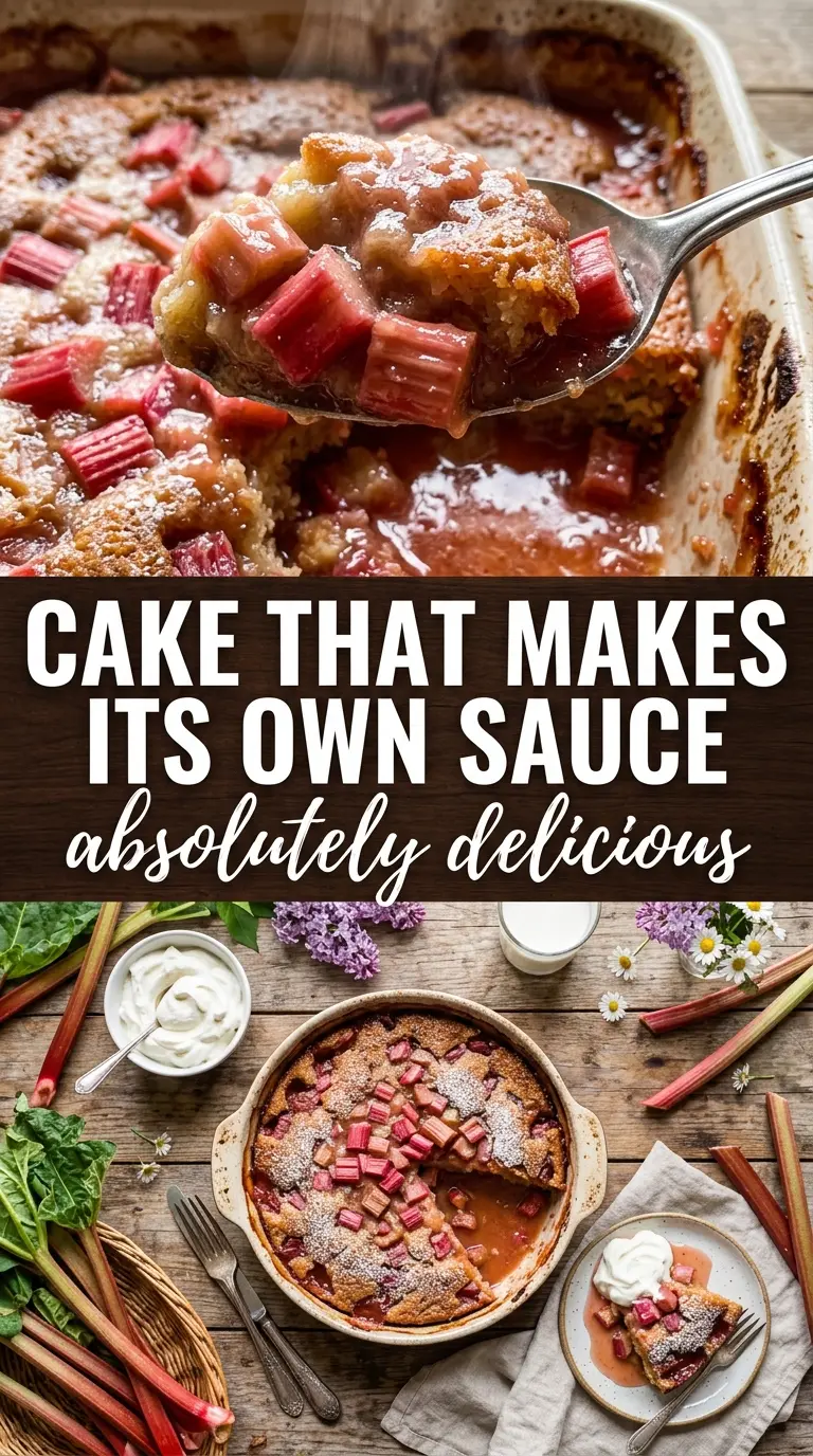 Rhubarb Pudding Cake sweet pudding sauce