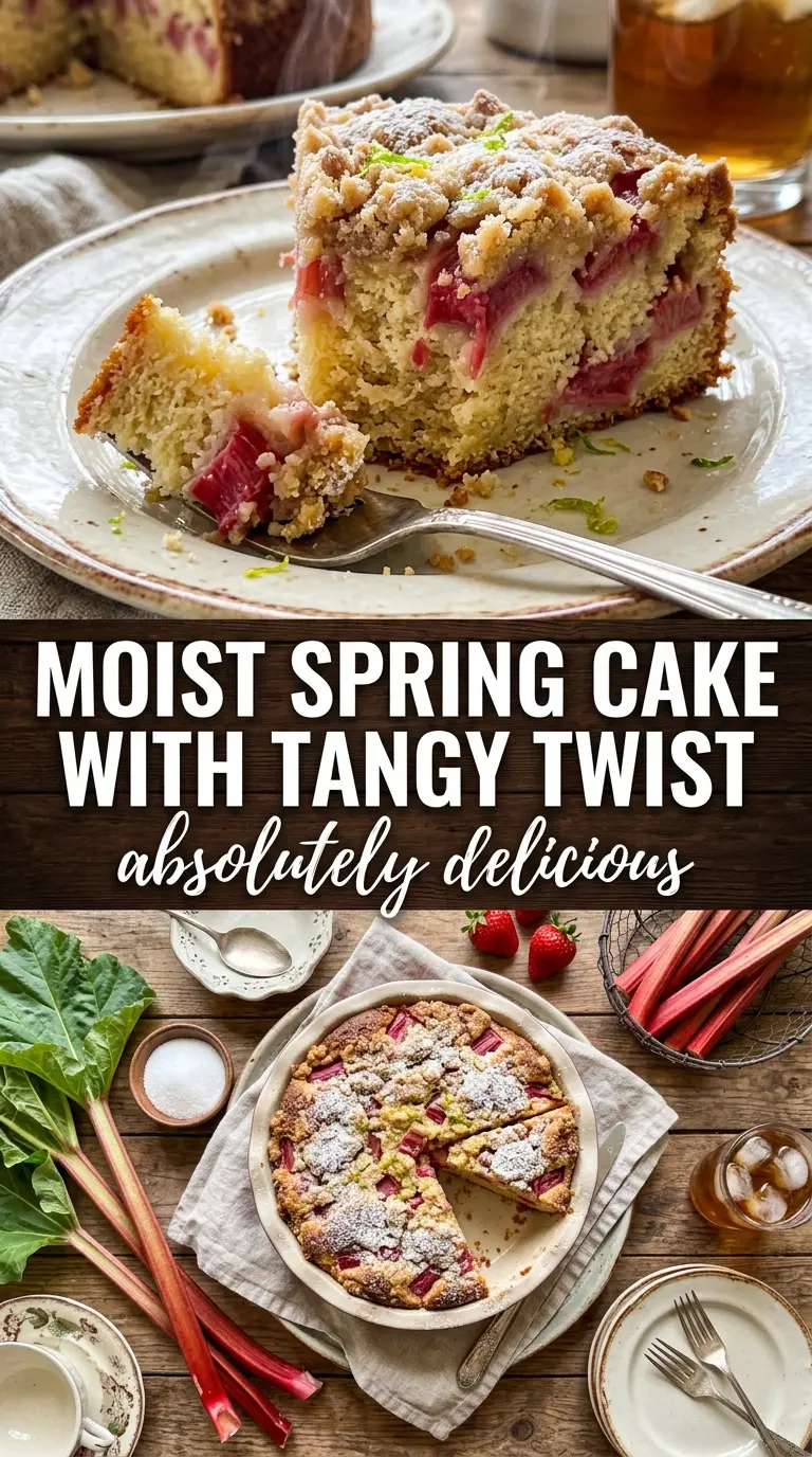Rhubarb Sour Cream Cake moist streusel rhubarb