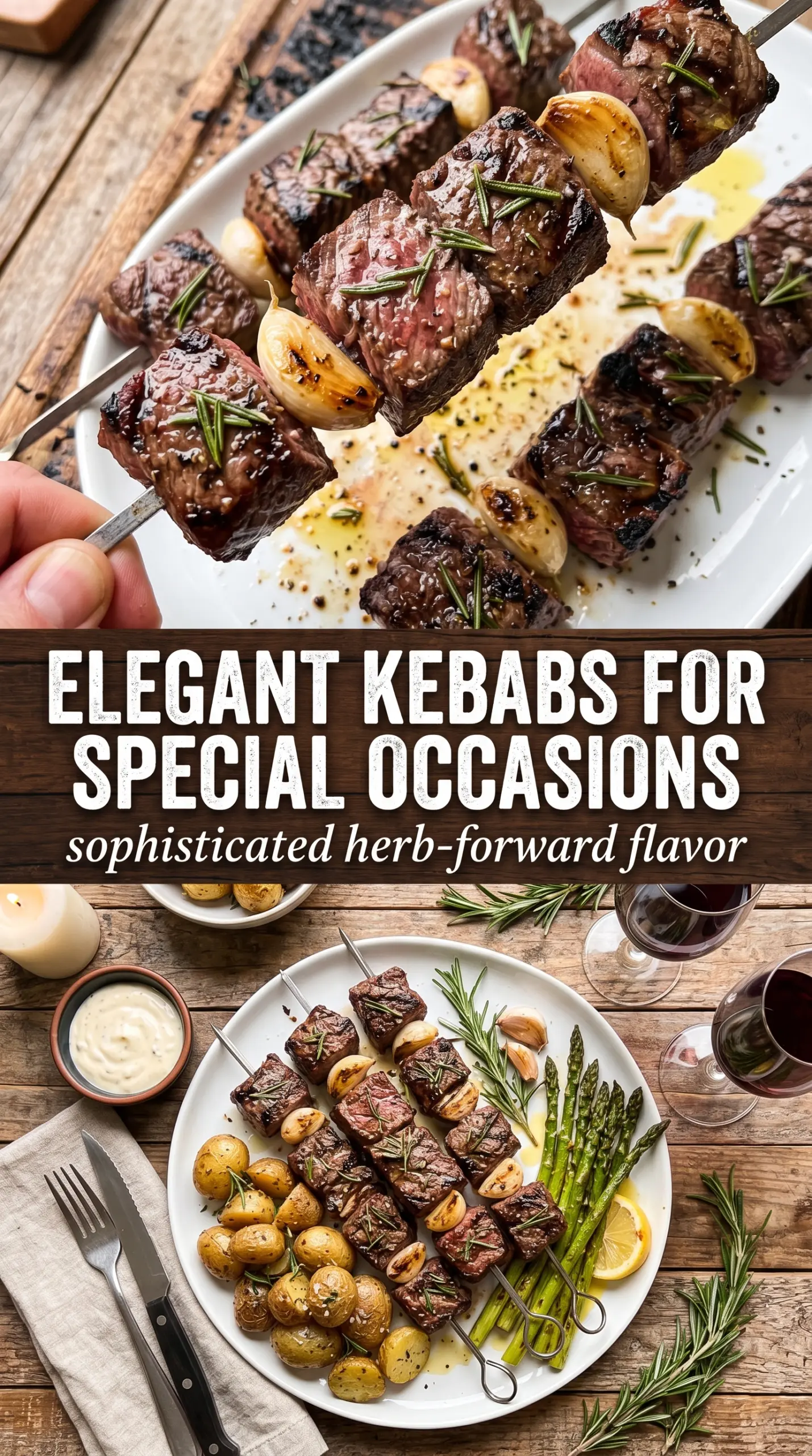 Rosemary Garlic Steak Kebabs grilled beef rosemary garlic