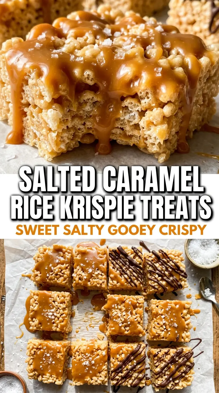 Salted Caramel Rice Krispie Treats gooey caramel chewy bars