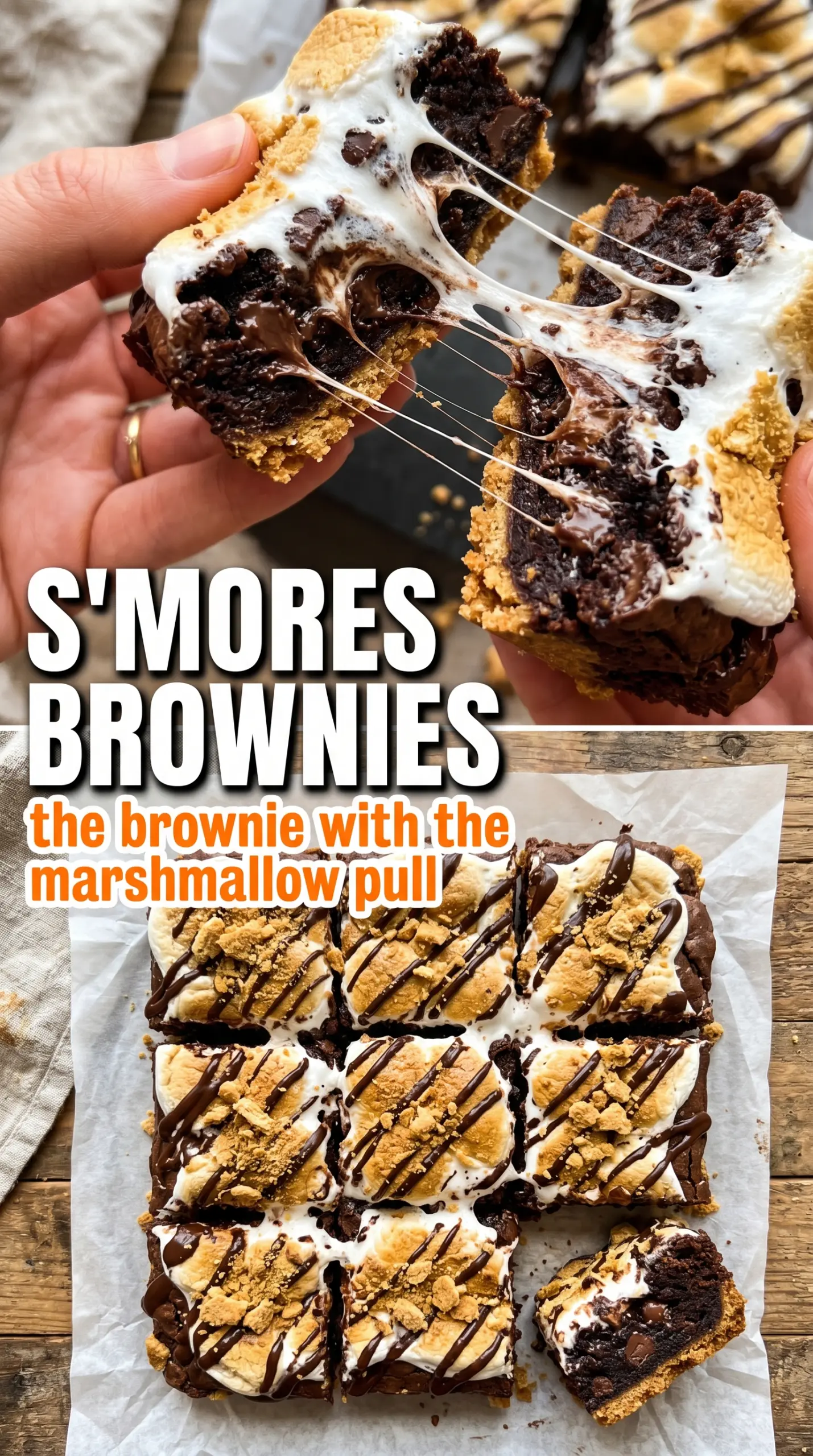 S'mores brownies fudgy toasted marshmallow chocolate