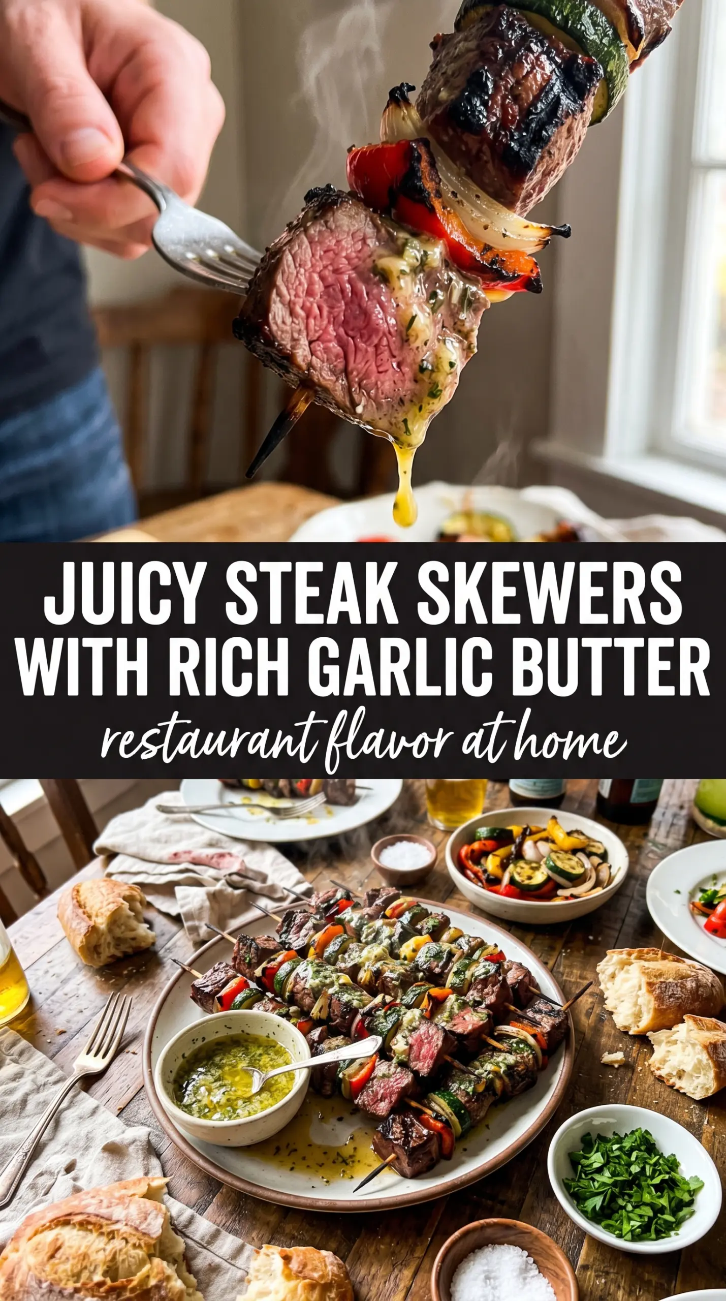 Steak Kabobs with Garlic Butter colorful grilled skewers