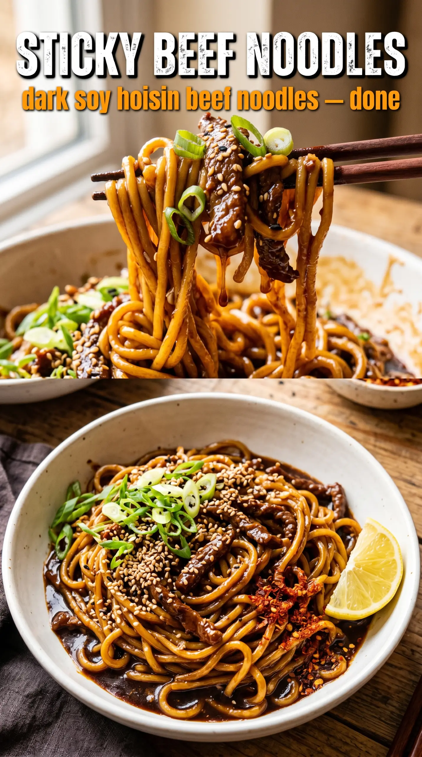 Sticky Beef Noodles glossy ramen savory sesame