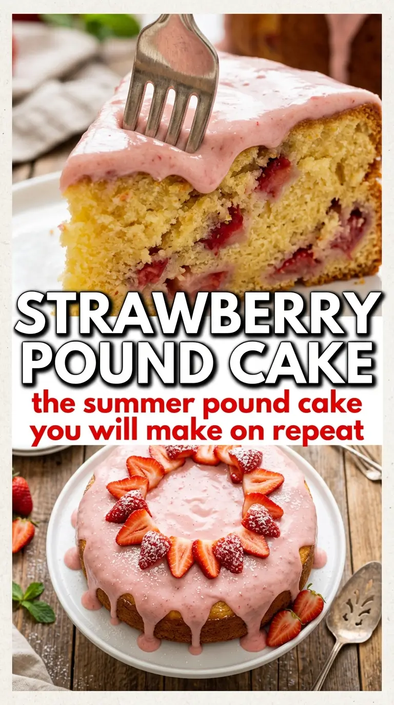 Strawberry pound cake golden glaze moist crumb