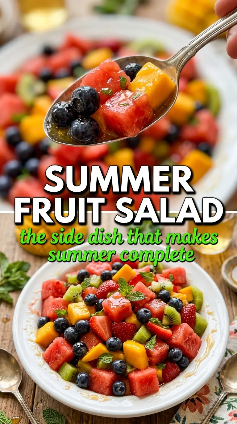 Summer fruit salad colorful fresh honey-lime