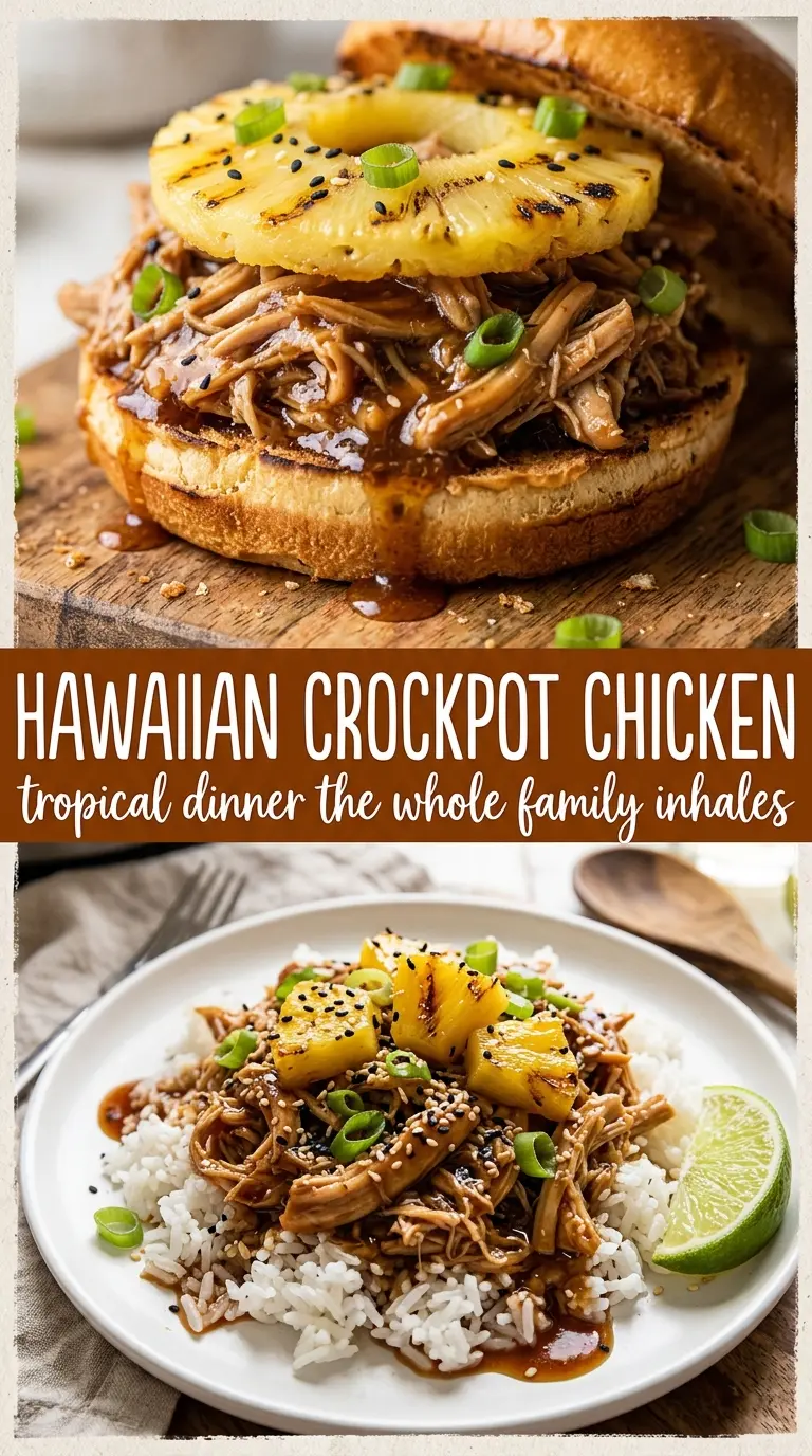 Sweet Hawaiian Crockpot Chicken with pineapple, glazed chicken, rice