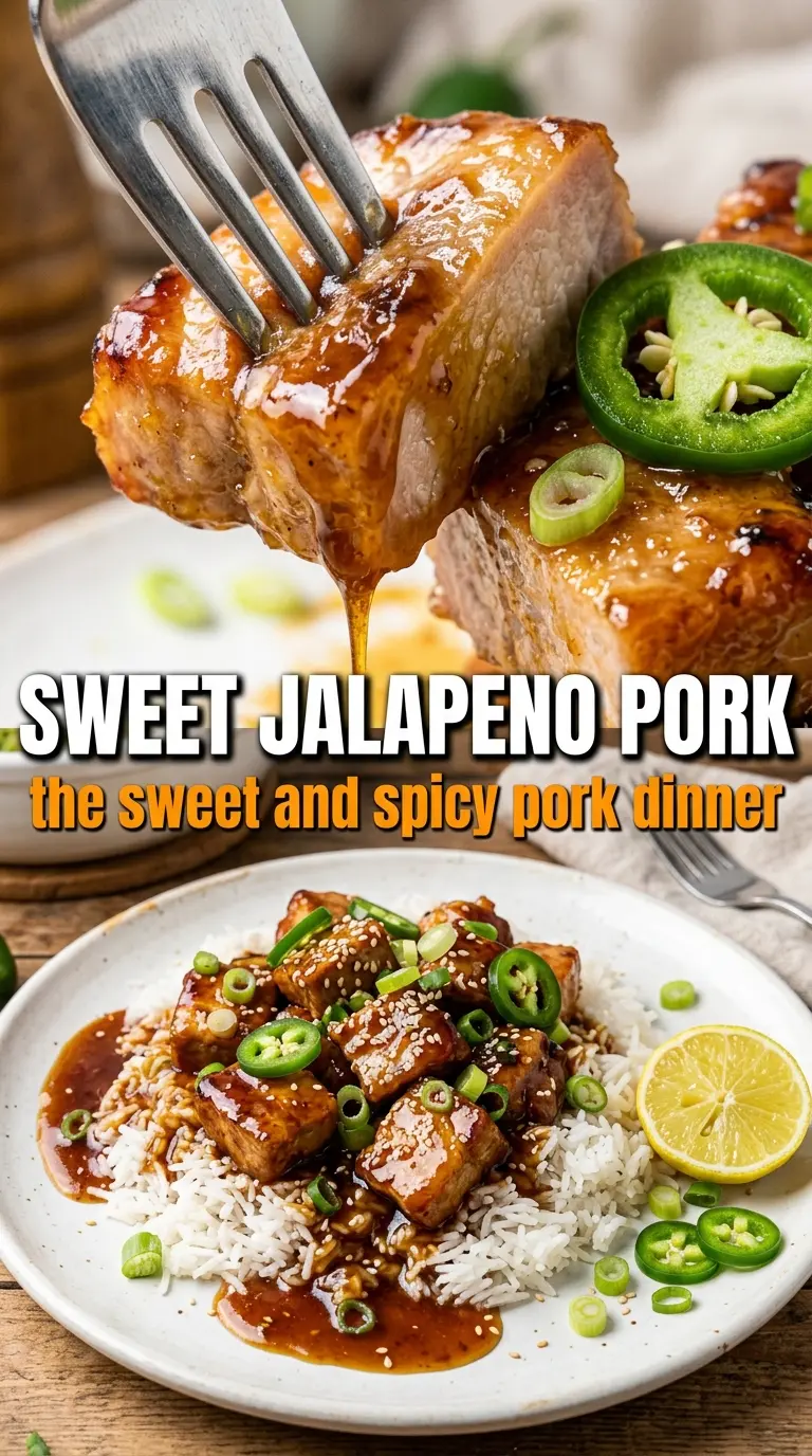 Sweet Jalapeño Pork glossy jalapeño glaze, caramelized slices