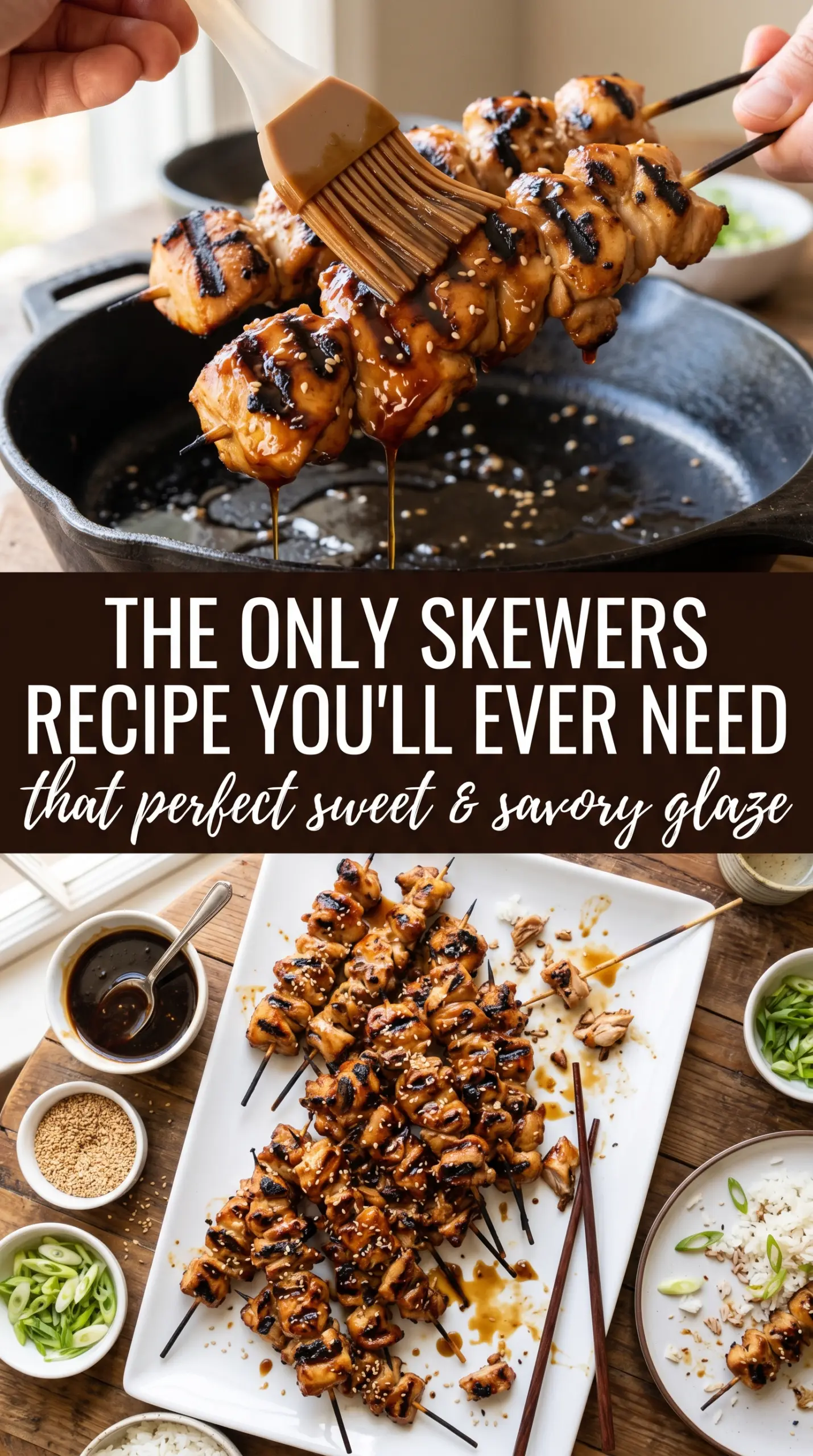 Best Ever Teriyaki Chicken Skewers glossy caramelized