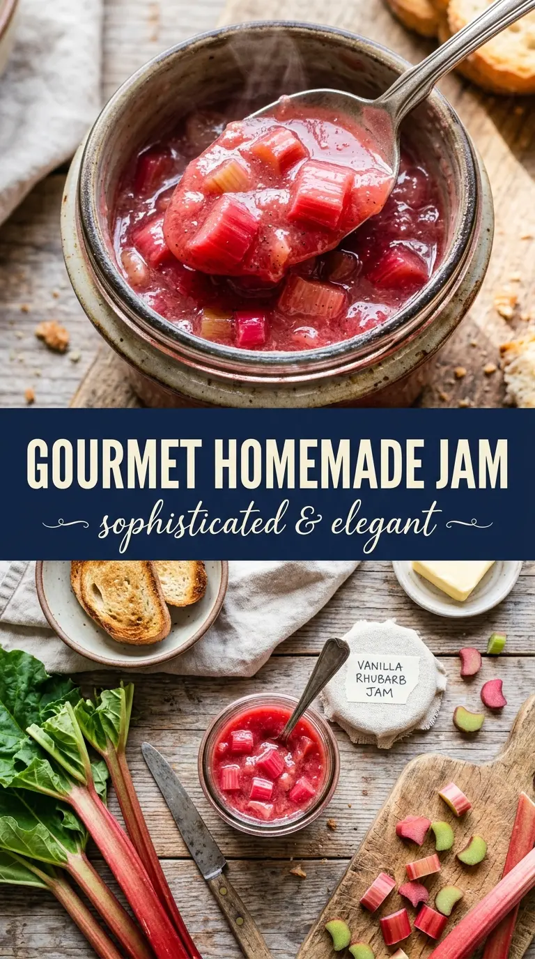 Vanilla-Rhubarb Jam ruby-pink spreadable preserve
