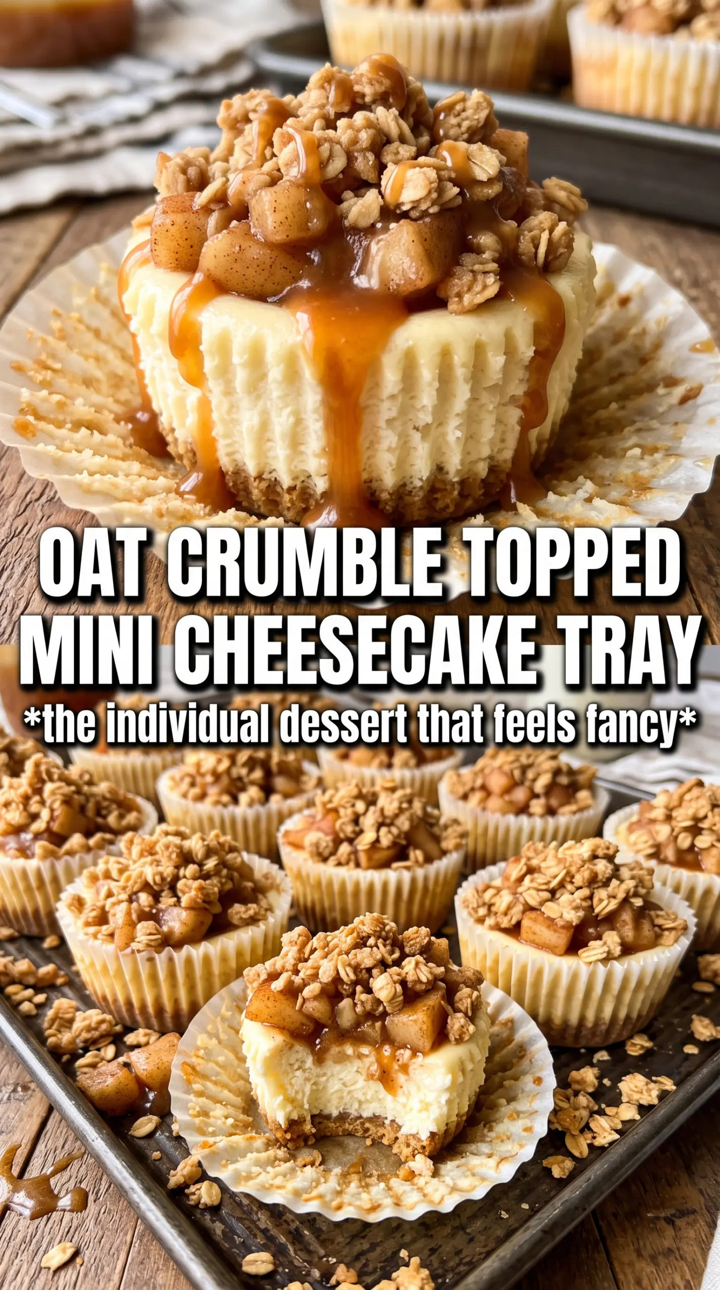 Apple Crisp Mini Cheesecakes creamy cinnamon apple oat crumble