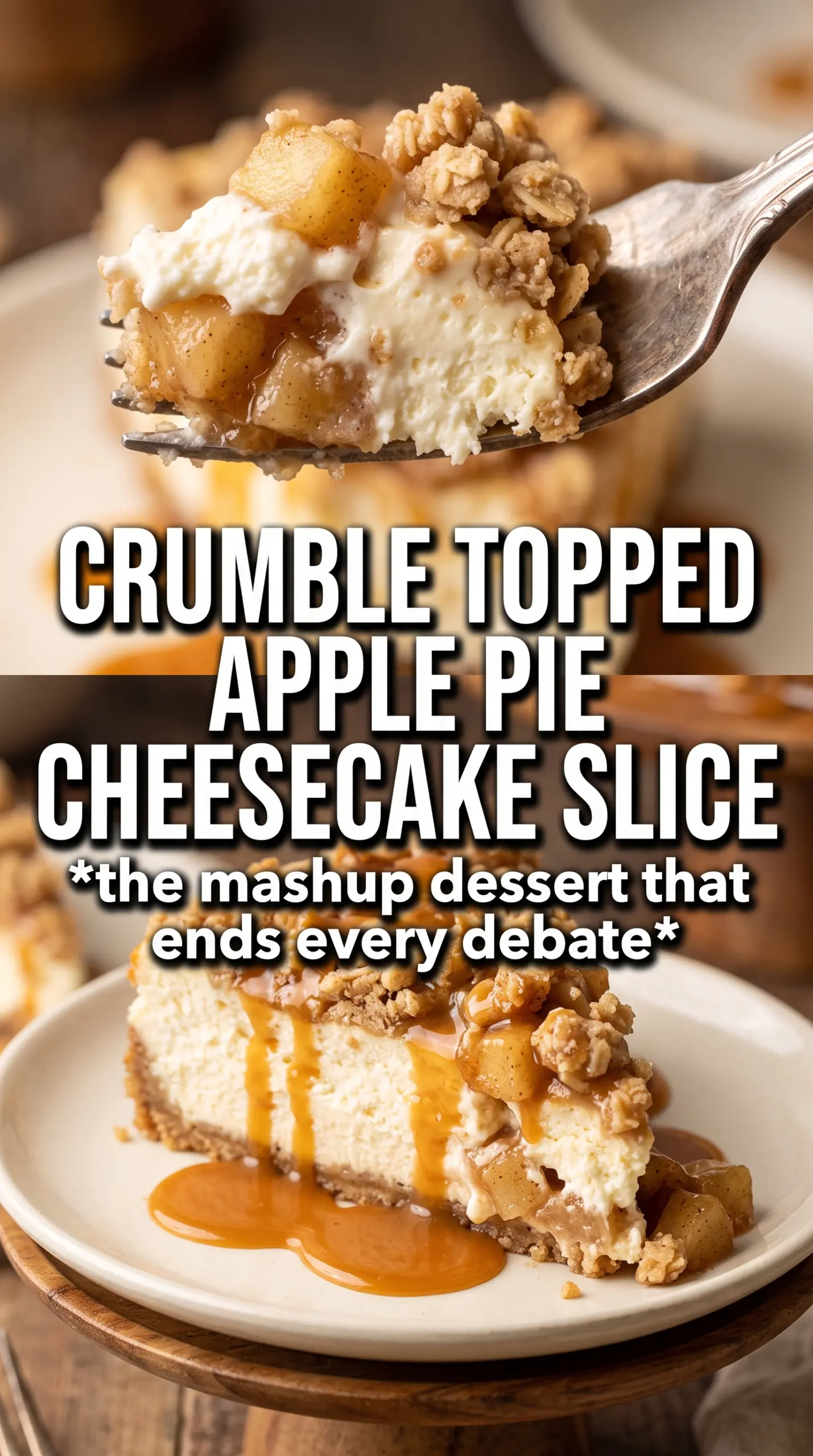 Apple Pie Cheesecake cinnamon graham crust creamy streusel caramel