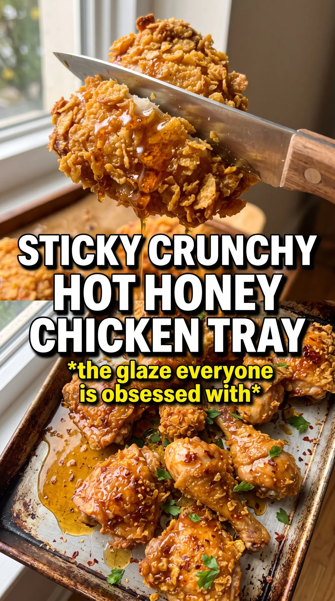 Baked Crunchy Hot Honey Chicken golden crispy spicy