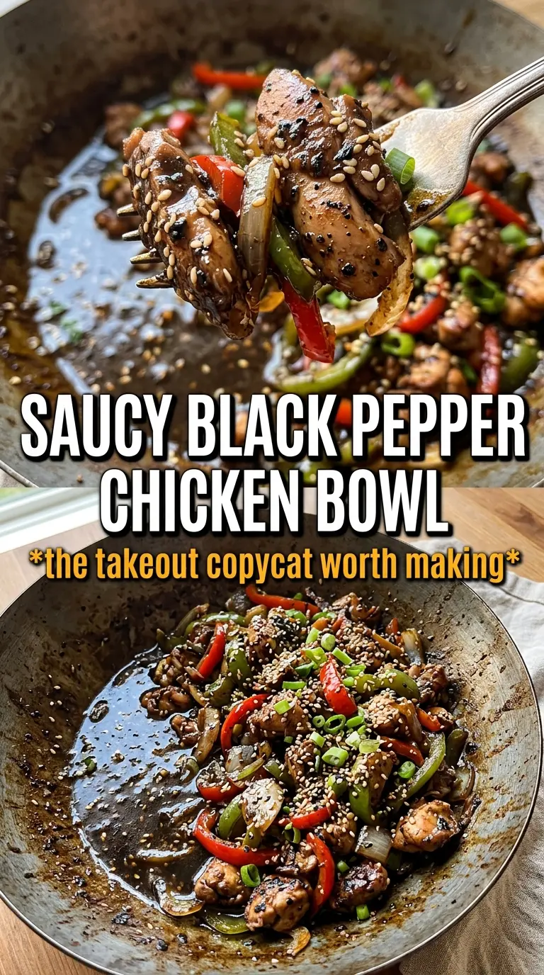 Black Pepper Chicken glossy sauce tender chicken peppers
