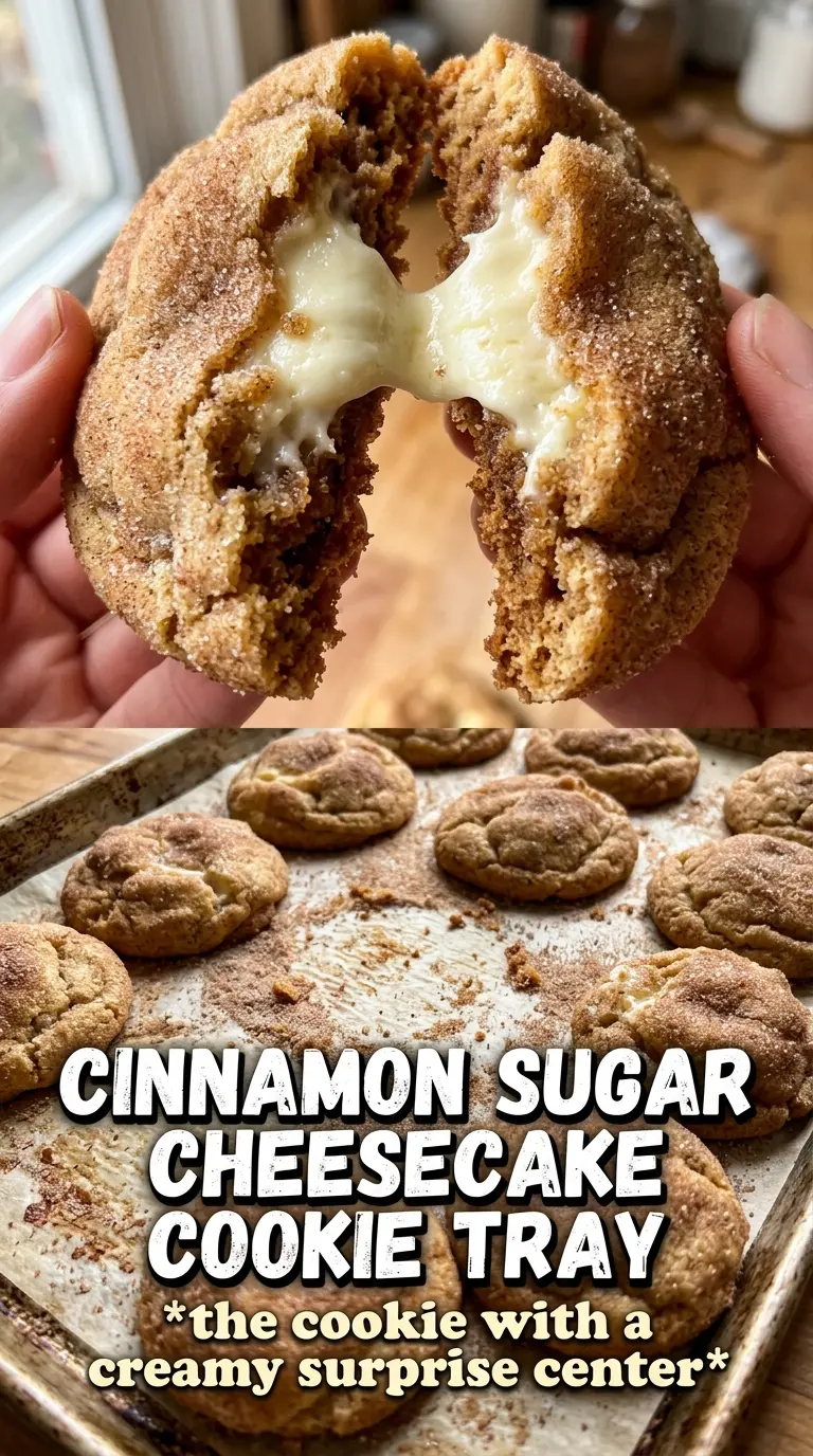 Cheesecake Stuffed Snickerdoodles creamy center cinnamon sugar